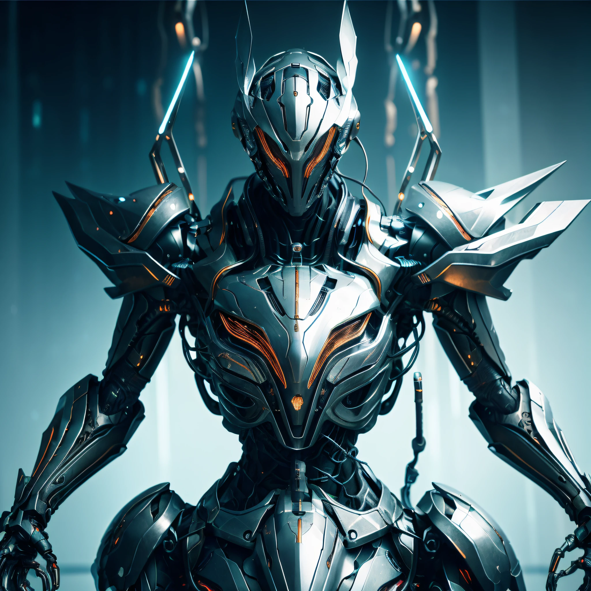 a Robot, Rat Head,((super realistic details)) , portrait, Octane rendering, 8K, Super Sharp, complex, lighting, metal, Chinese wind, Chinese dragon, Egyptian details, highly sophisticated details, realistic light, shadows, ornament details, cool cgsociety colors, glowing eyes, camera-facing, neon detail, robotic limbs, blood vessels attached to tubes, mechanical vertebrae attached to the back, mechanical cervical vertebrae attached to the neck, sitting posture, wires and cables connected to the head,