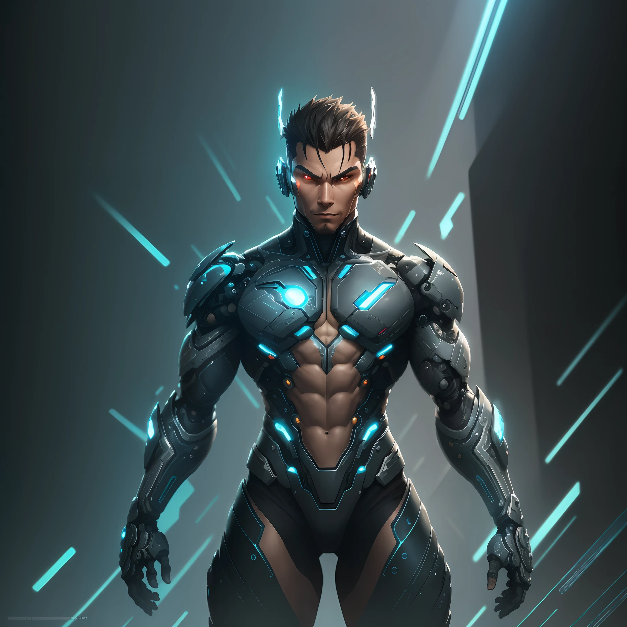 Generate an detailed male Human cyborg hybrid, this prompt creates a captivating depiction of a detailed Human cyborg hybrid, showcasing the seamless fusion of organic and mechanical and cybernetic elements. The fighter class cyborg should possess advanced technology, seamlessly integrated with its biological features, resulting in a formidable and visually stunning being that captures the imagination. Strike a balance between the natural world and cutting-edge tech in this one-of-a-kind design, --auto --s2