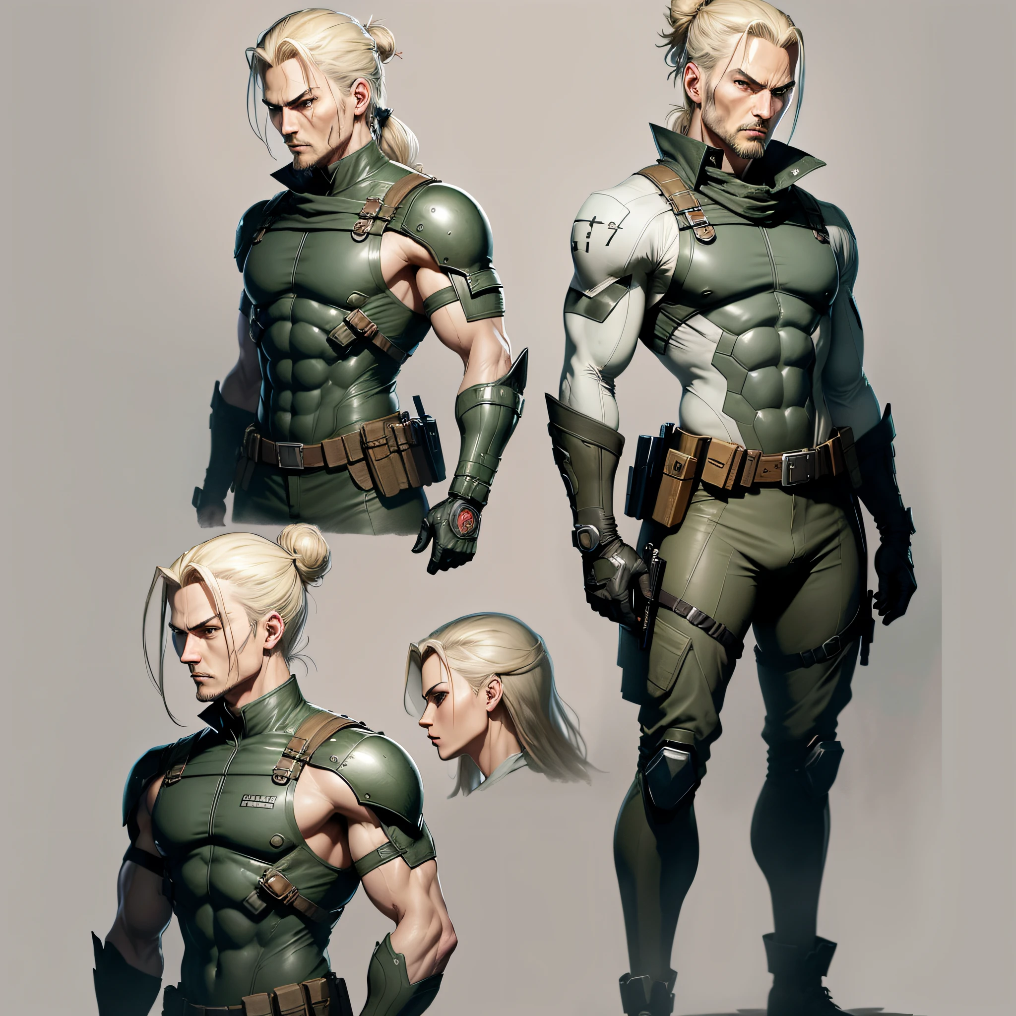 character ANIME man, FULL BODY, standing, GOVERNOR, long blonde hair tied, hair shaved, hair bun samurai, ((design sketches)), (masterpiece), extremely detailed, (original design reserved), governor, MGS3 t (random poses),(unique accessories), (clean clothes), (elegant) professionally retouched, white background, (male: 1.1) soldier, rich (government officer bail r: 0.8), (dirty: 1.1), (movement: 0.8), (young: 1.3), (sprint: 0.6) (metal gear solid 3 concept) (ocelot concept Metal gear solid 3) (The Walking Dead concept) (Vikings concept) --auto --s2