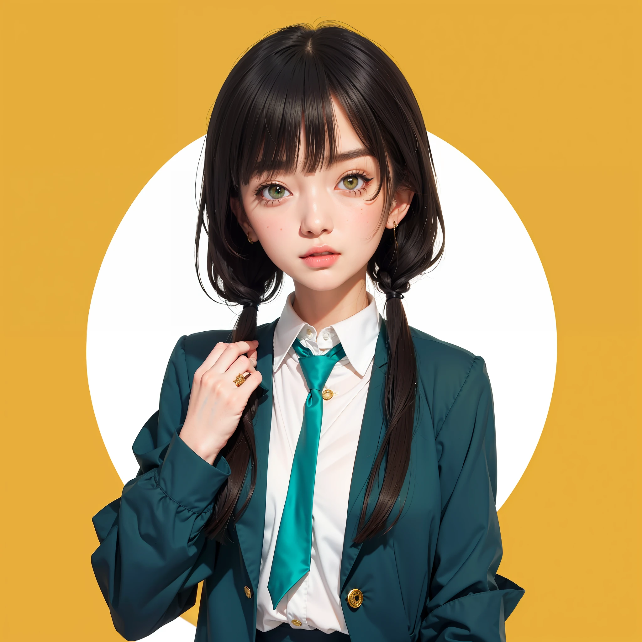 realistic, 1girl, ,naughty face, milf wearing work casual clothes, yasuhara ema,green eye
