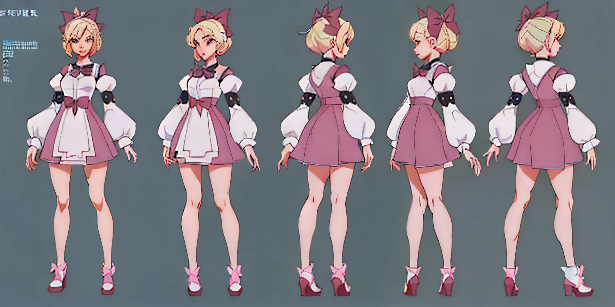 anime character design of a woman in a short dress with a bow, character design art, highly detailed character design, [ character design ], detailed full body concept, detailed character design, detailed full body concept art, fashion concept art, full body character design, pretty anime character design, high quality character design, character concept design, unrealistic character concept, anime character design