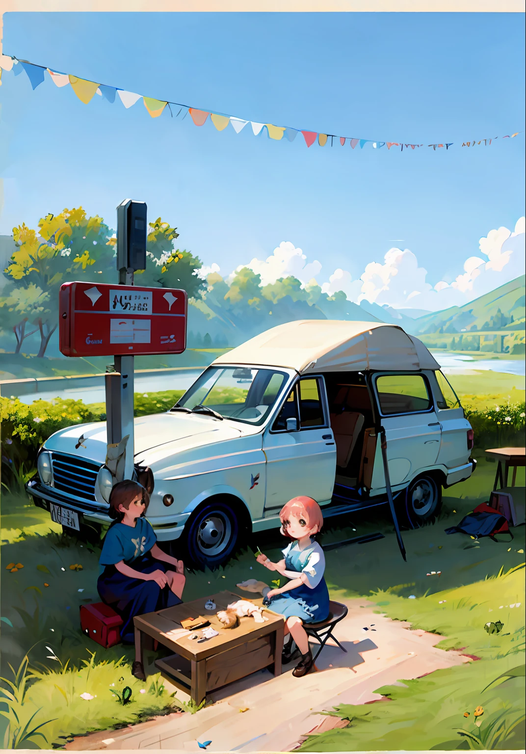 Prompt for the cover:
The cover of this charming book shows Jone, the adventurous flea, in a graceful leap into the air, surrounded by the cozy atmosphere of the garage. She is surrounded by elements that represent the community she helped create, such as the repaired van and the abandoned Beetle. In the background, we see Julius Ken and his faithful feline companion, Roger, looking with admiration and gratitude at the little flea. The cover conveys the feeling of friendship, gratitude and joy, inviting readers to embark on an exciting and inspiring adventure.