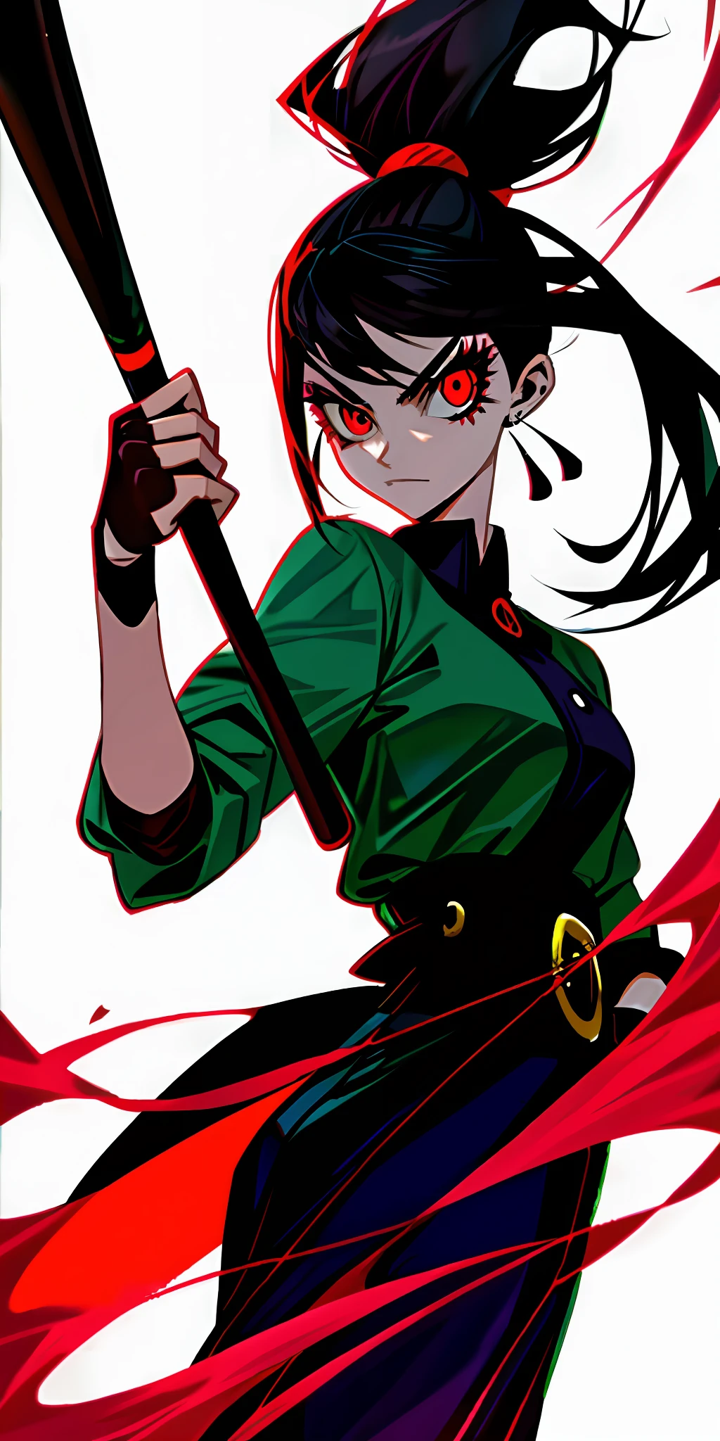 A stylish evil girl holding a baseball bat in her hand
