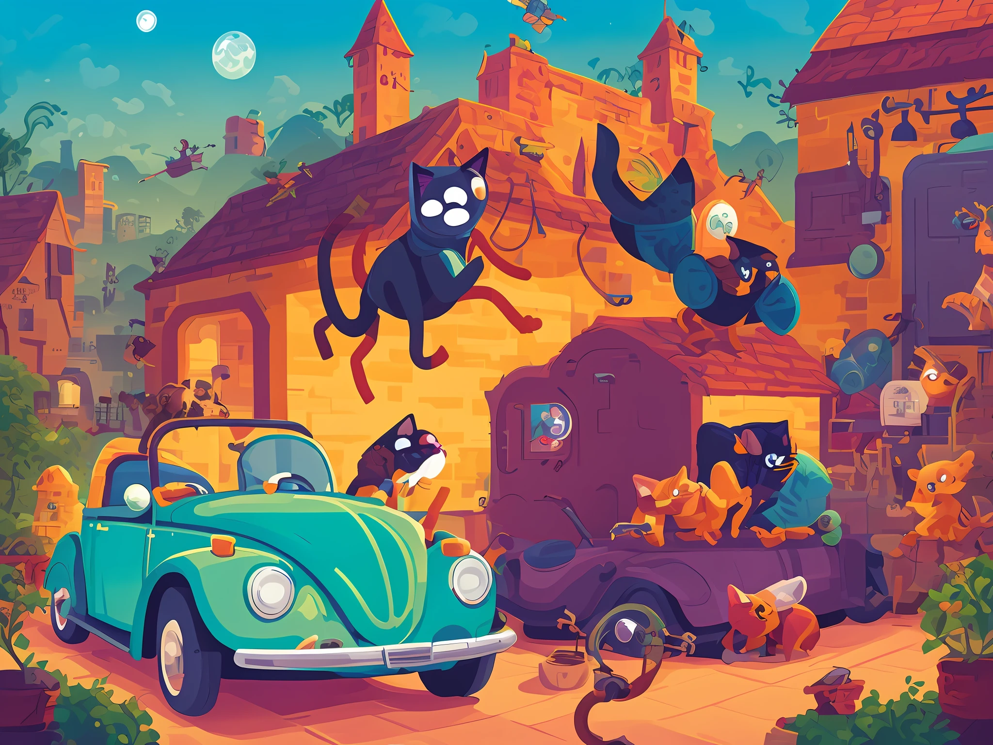 The cover features Jone, the adventurous flea, Julius Ken, and Roger the cat, in a charming setting. Jone is at the center of the image, leaping into the air with a radiant smile, displaying his courage and adventurous spirit. Julius Ken stands beside Jone, with a serene look of gratitude and happiness. Roger, the wise cat, is lying next to them, with a curious and affectionate look. The background of the cover shows the garage with its abandoned beetle, conveying the warm and cozy atmosphere of the main setting of the story. The illustration is full of vibrant colors and charming details, conveying the essence of friendship, gratitude, and simplicity that permeate the book.

I hope this prompt helps you visualize the cover of the book "Jone and the Garage Community" in a captivating and attractive way!

2 / 2

Send a message.

Free Research Preview. ChatGPT may produce inaccurate information about people, places, or facts. ChatGPT May 24 Version