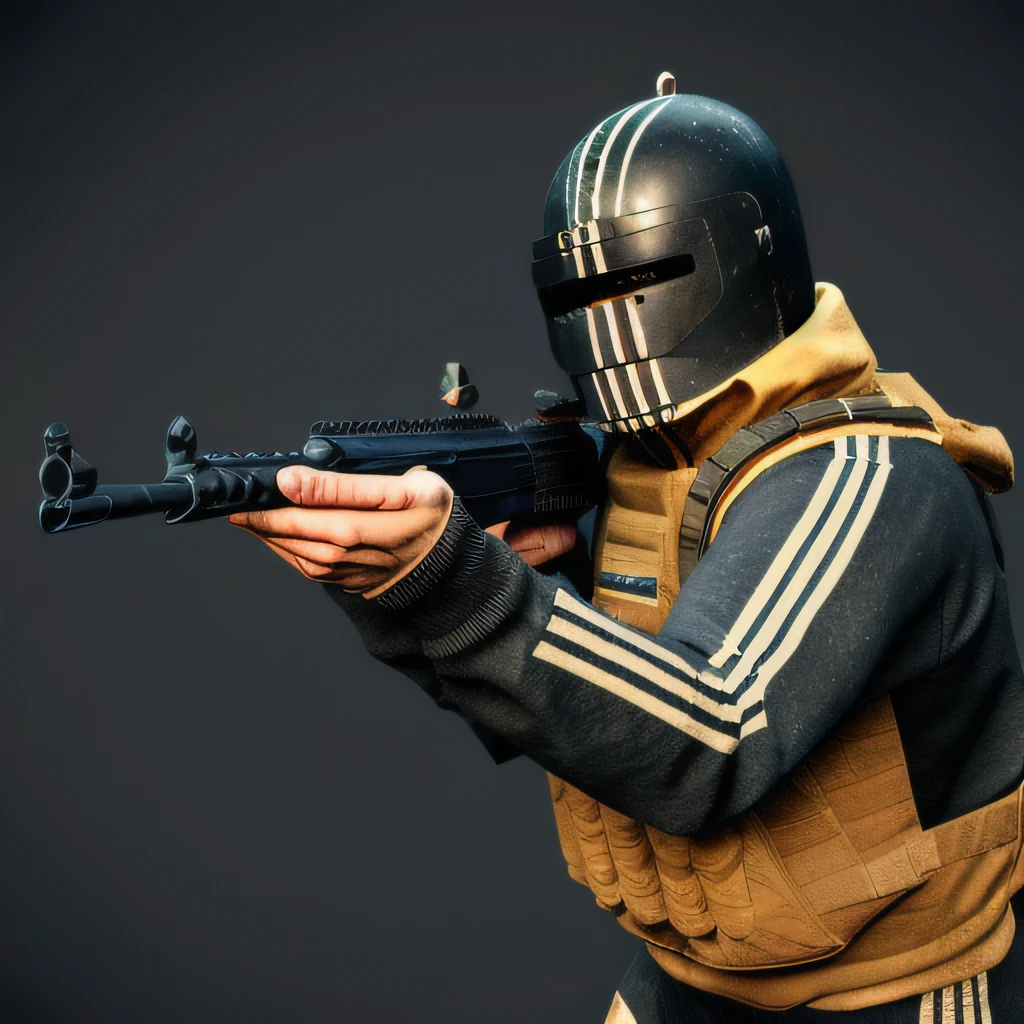killa,1man,best quality, ultra high res, (photorealistic:1.4),gun,rifle,
