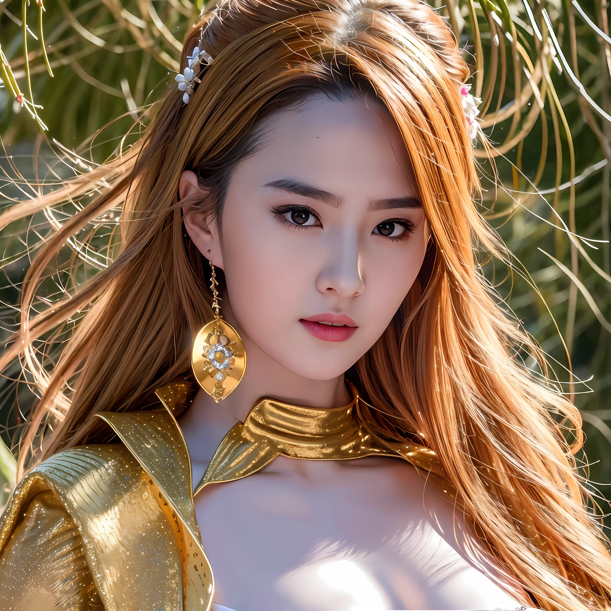 best quality, masterpiece, highres, 1girl,china dress,hair ornament,necklace, jewelry,Beautiful face,upon_body, tyndall effect,photorealistic, dark studio, rim lighting, two tone lighting,(high detailed skin:1.2), 8k uhd, dslr, soft lighting, high quality, volumetric lighting, candid, Photograph, high resolution, 4k, 8k, Bokeh, blonde hair, --auto --s2