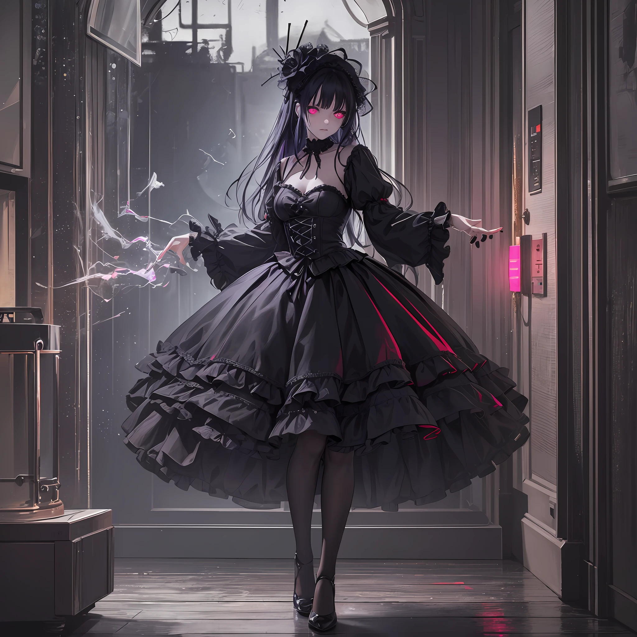 (best quality), (top quality), (dark), (full body), (melancholy), (sadness), (agony), (terror), (horror), (vibrant colors), (neon), (realistic photo), (real photo), (full body), dark doll dancing in a music box --auto --s2