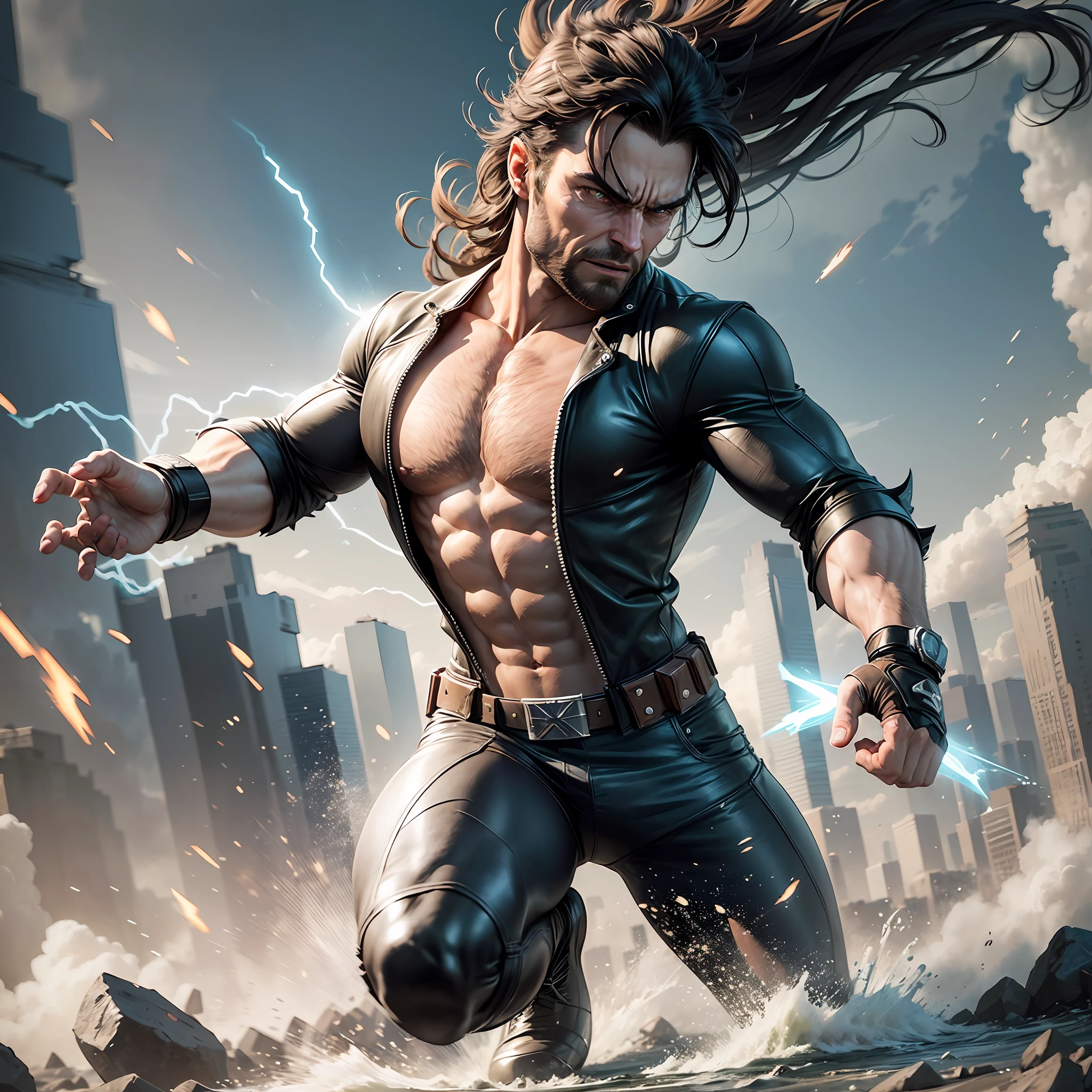 realistic photo of a classic X-Men Wolverine", complete with his iconic claws in a sleek jacket, in an attack position as if ready to fight, with a visually stunning background that highlights his strength and ferocity. The 8K resolution ensures that every detail is captured, making this image a true masterpiece. This image will be the perfect tribute to the character and his lasting legacy in the X-Men franchise. —C 10 —Ar 2:3 --auto --s2