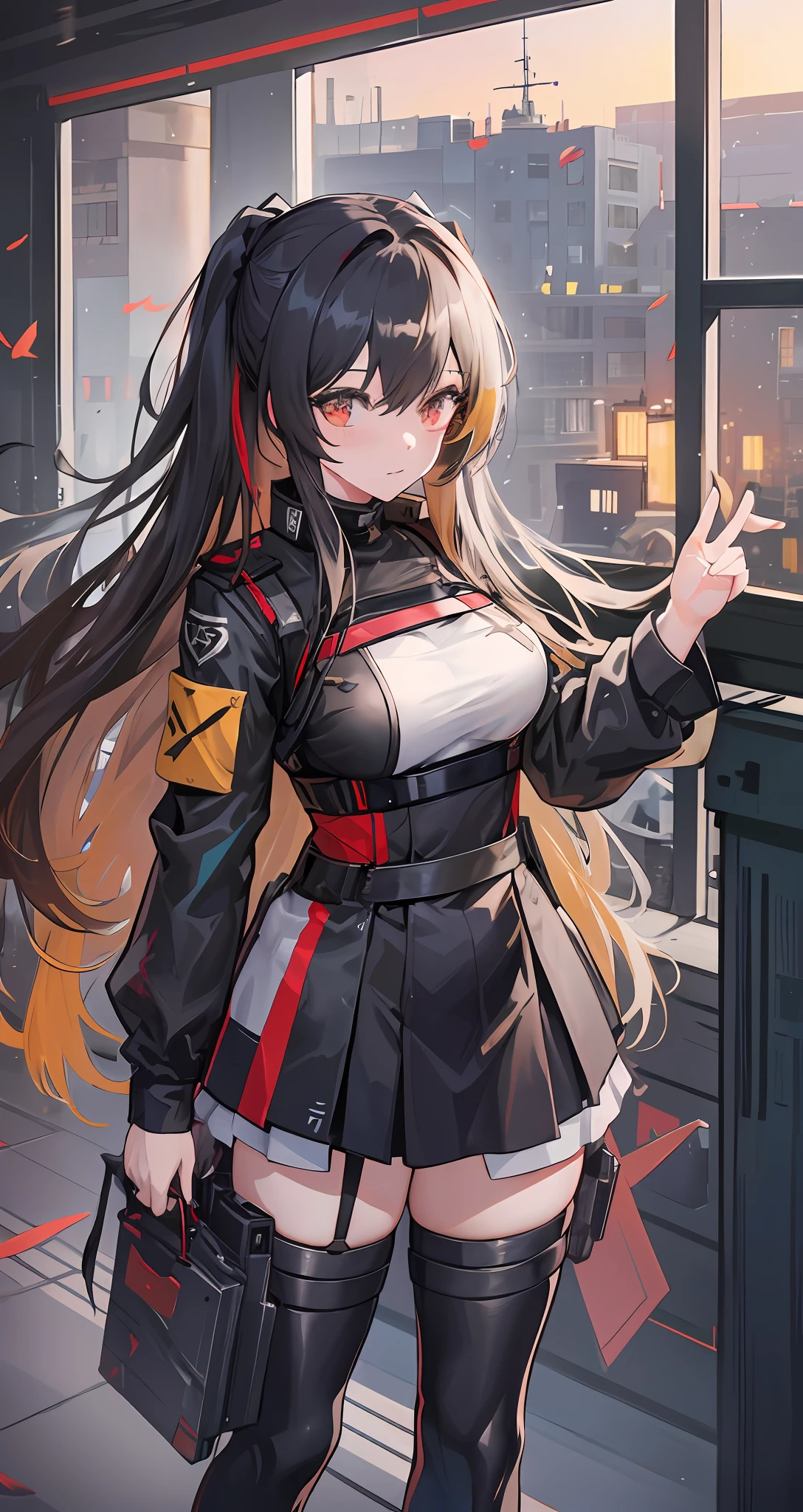 two anime girls with long hair and black and white outfits, girls frontline style, from girls frontline, girls frontline cg, fine details. girls frontline, girls frontline universe, girls frontline, from arknights, kantai collection style, characters from azur lane, m4 sopmod ii girls frontline, female action anime girl, anime girls, two beautiful anime girls