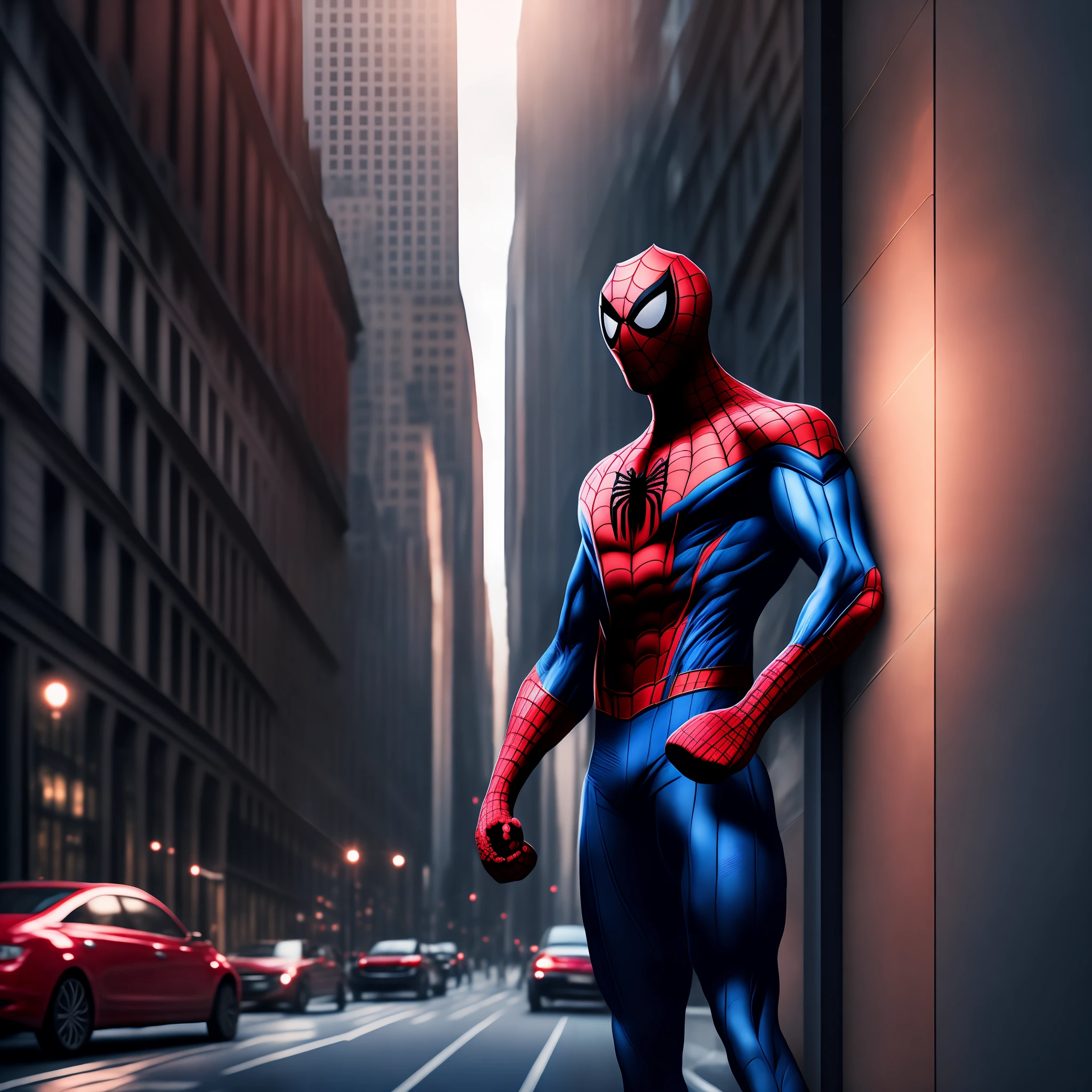 Spider man, in front of  Wall street,8k.