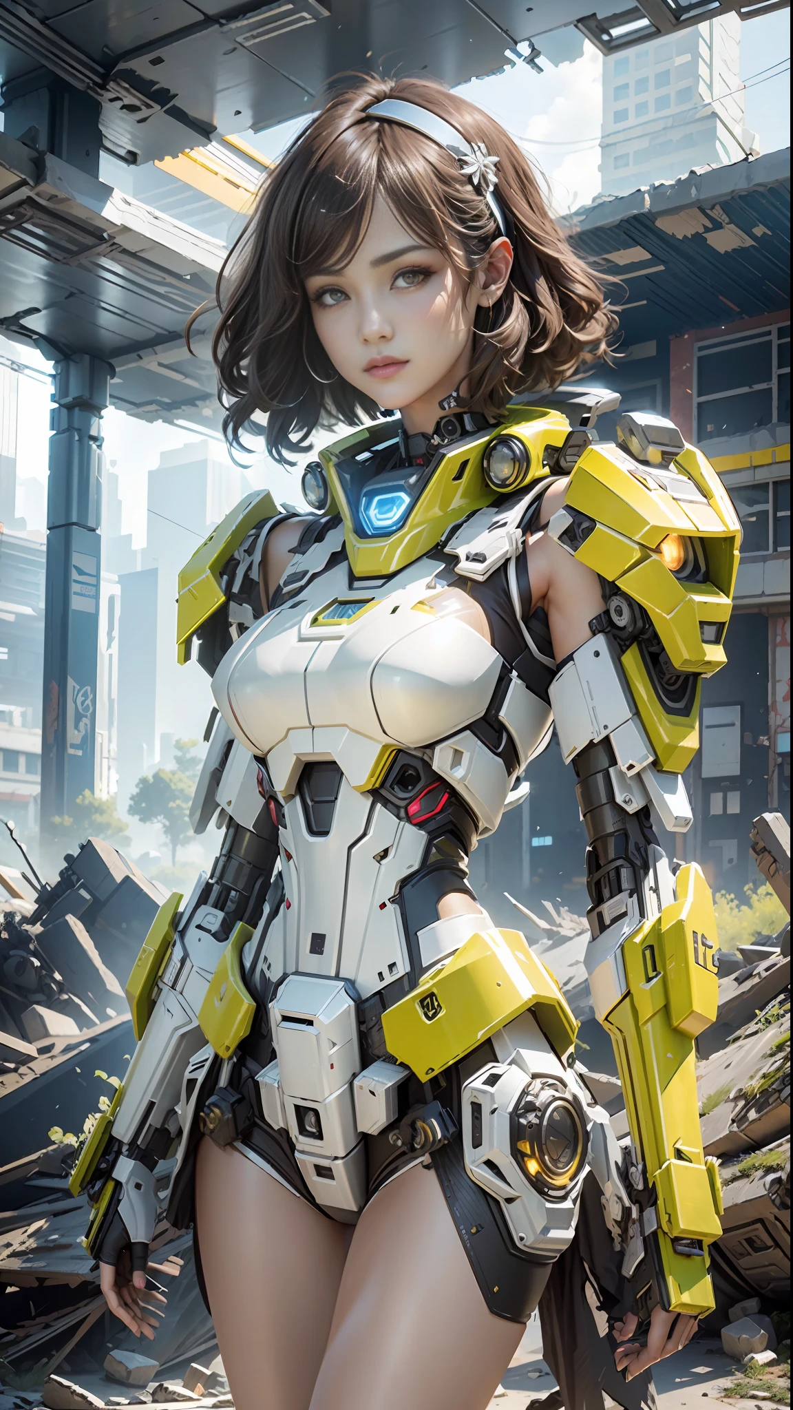 ((Best quality)), ((masterpiece)), (highly detailed:1.3), 3D,Shitu-mecha, beautiful cyberpunk women with her mecha in the ruins of city from a forgoten war, ancient technology,HDR (High Dynamic Range),Ray Tracing,NVIDIA RTX,Super-Resolution,Unreal 5,Subsurface scattering,PBR Texturing,Post-processing,Anisotropic Filtering,Depth-of-field,Maximum clarity and sharpness,Multi-layered textures,Albedo and Specular maps,Surface shading,Accurate simulation of light-material interaction,Perfect proportions,Octane Render,Two-tone lighting,Low ISO,White balance,Rule of thirds,Wide aperature,8K RAW,Efficient Sub-Pixel,sub-pixel convolution,luminescent particles,light scattering,Tyndall effect