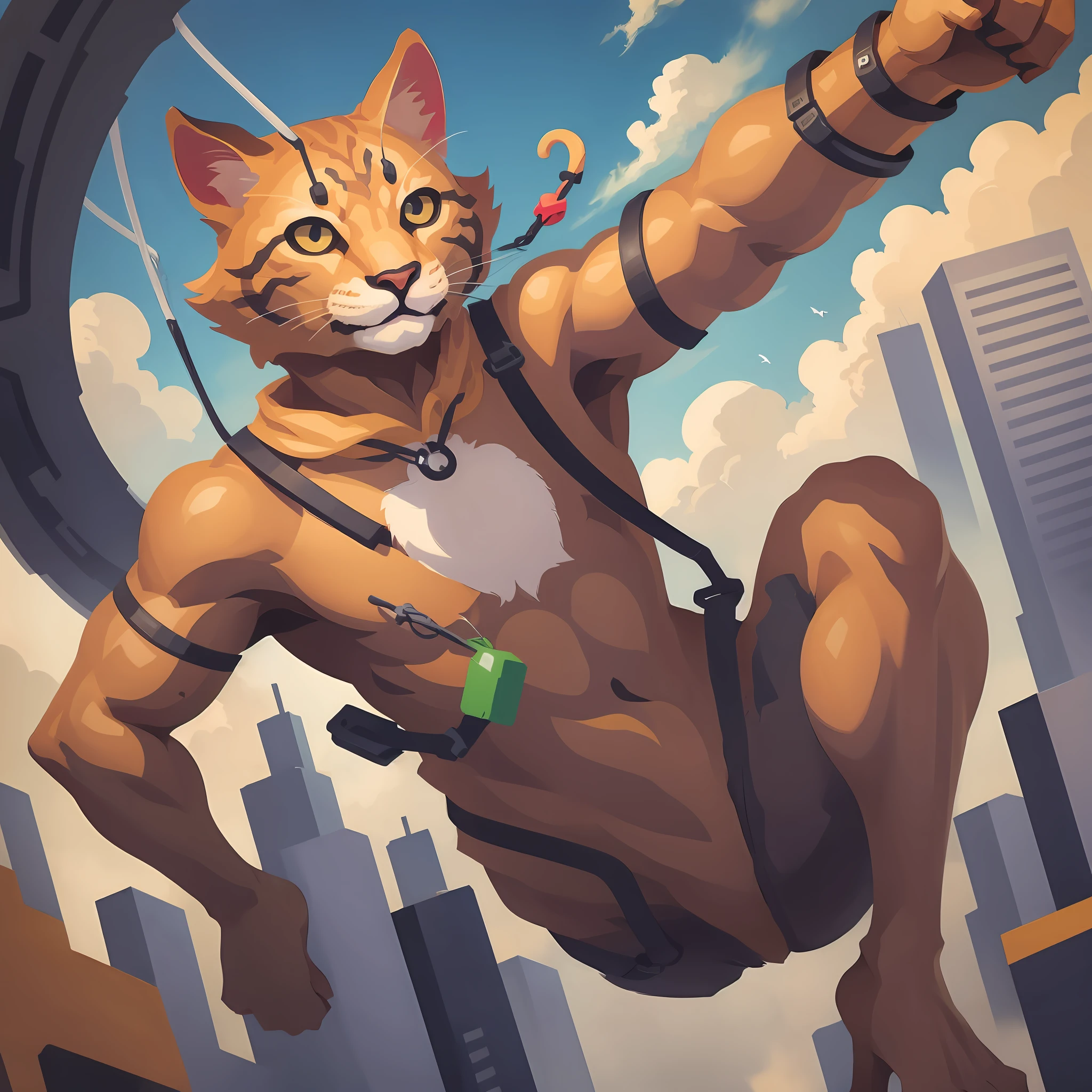 Malnourished cat man parachuting --auto --s2