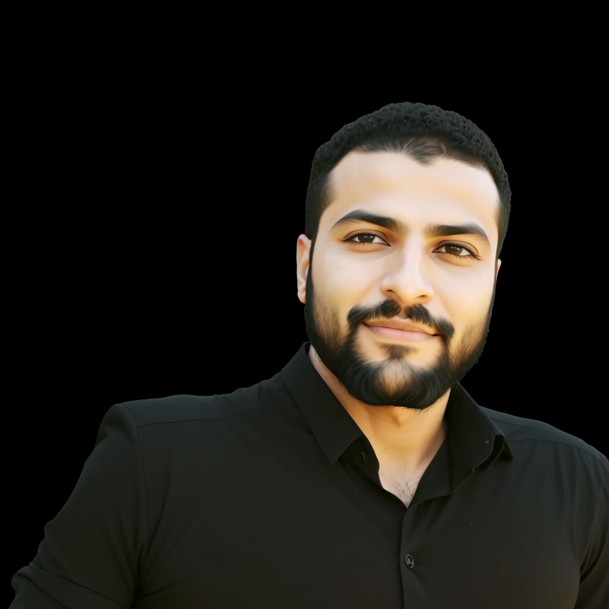 Arafed man with beard and black shirt, Emad Mostaque, Ahmad Merheb, Mohamed Chahin, Amr Elshamy, Eytan Zana, Hicham Habchi, Jamel Shabbaz, Sayem Reza, Sam Nassour, Mohamed Reda, Farid Ghanbari, Enes Dirig, image of great quality, in the background sustainable city.