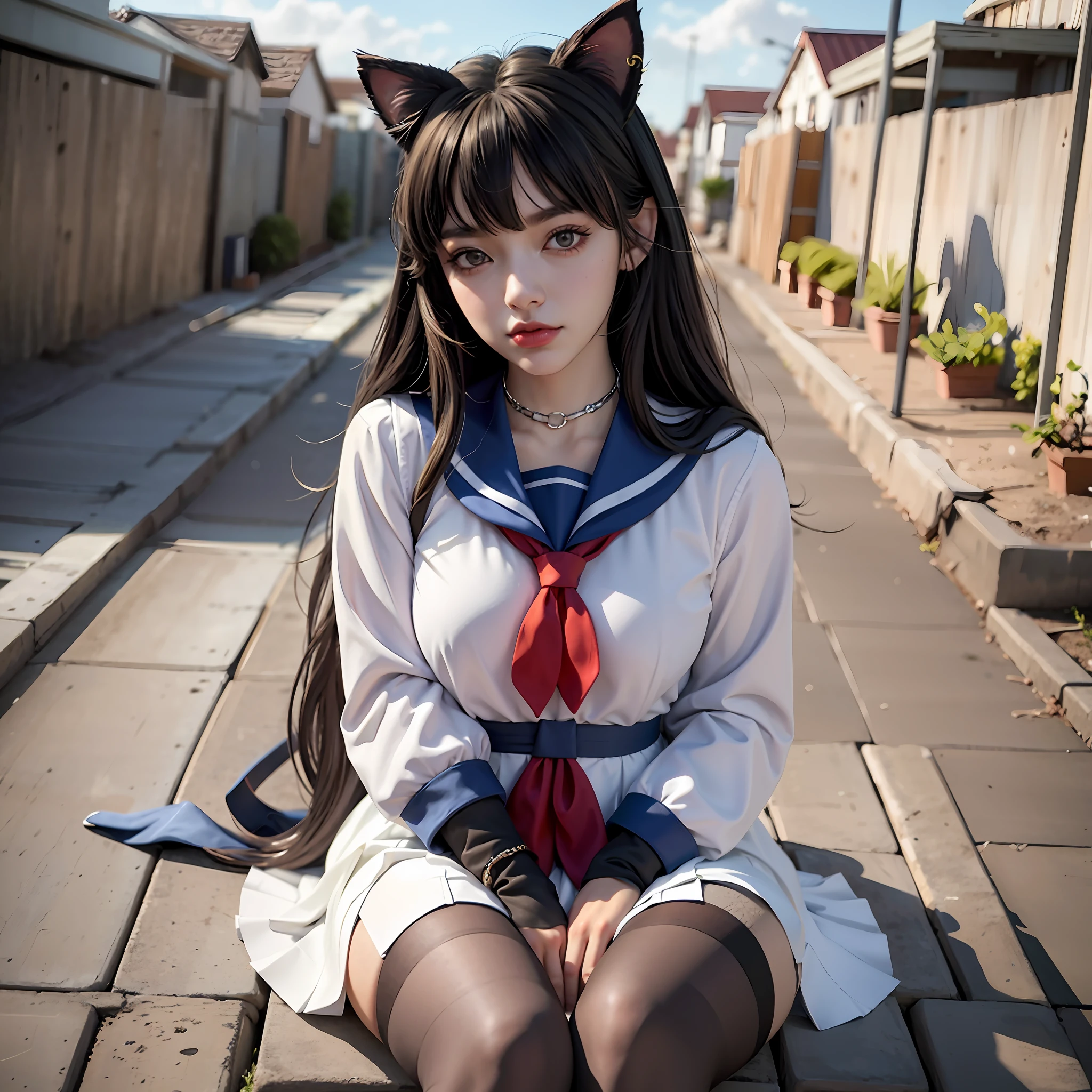 ((masterpiece, best quality)),a girl, solo, skirt, sky, sitting, pantyhose, serafuku, cloud,black gloves, outdoors, neckerchief ,day, bangs, fence, shirt, ahoge, rooftop, long hair, white pantyhose, black hair, school uniform, white sailor collar, red eyes, sailor collar, blue skirt, red neckerchief, blue serafuku, animal ears, blue sky, long sleeves, blue shirt, looking at viewer, closed mouth,cat ears, chain-link fence, pleated skirt, cloudy sky, trash can
(magazine:1.3), (cover-style:1.3), fashionable, woman, vibrant, outfit, posing, front, colorful, dynamic, background, elements, confident, expression, holding, statement, accessory, majestic, coiled, around, touch, scene, text, cover, bold, attention-grabbing, title, stylish, font, catchy, headline, larger, striking, modern, trendy, focus, fashion,