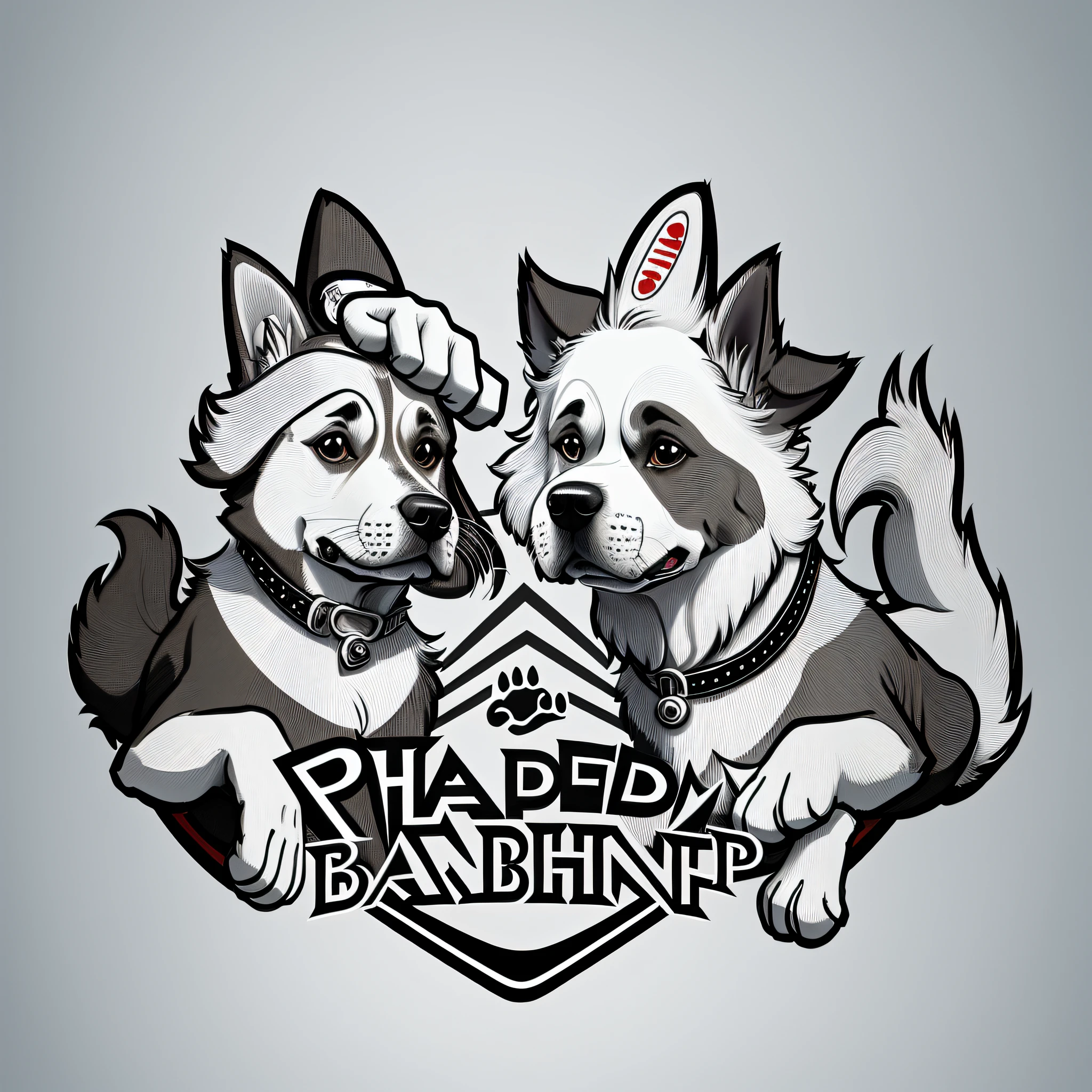 a dog barbershop, logo, vector, line art, design, inspired, straight, symmetry