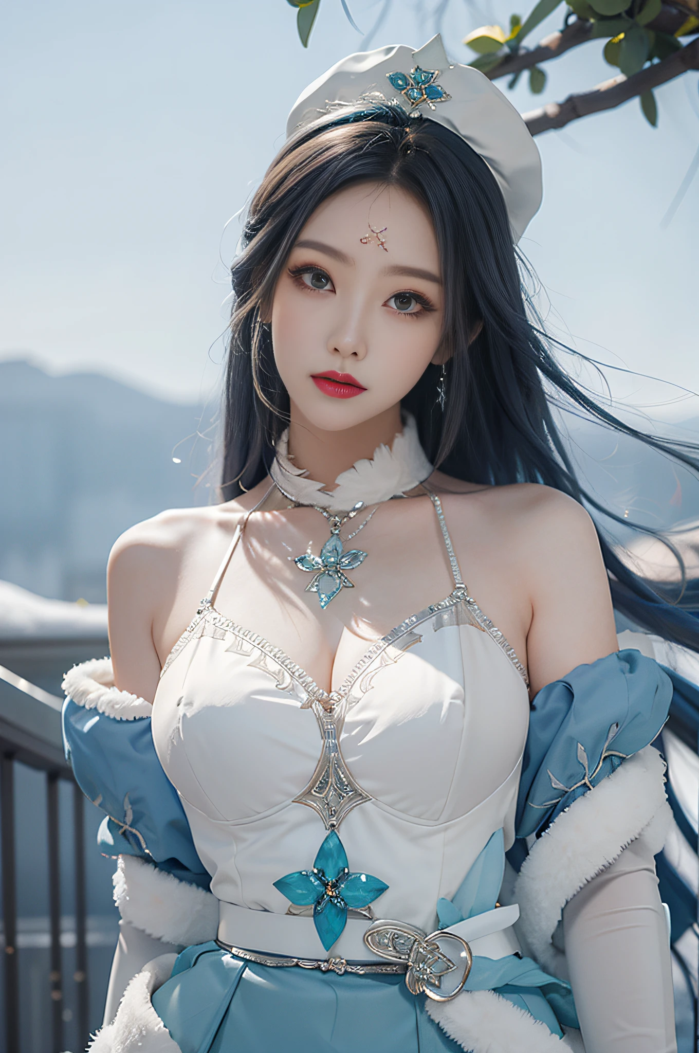 (Masterpiece, best quality, rich detail, realism: 1.3), (ulzzang-6500-v1.1:0.7), 1girl, upper body, (hips, big breasts, sexy, beautiful, perfect body: 1.3)