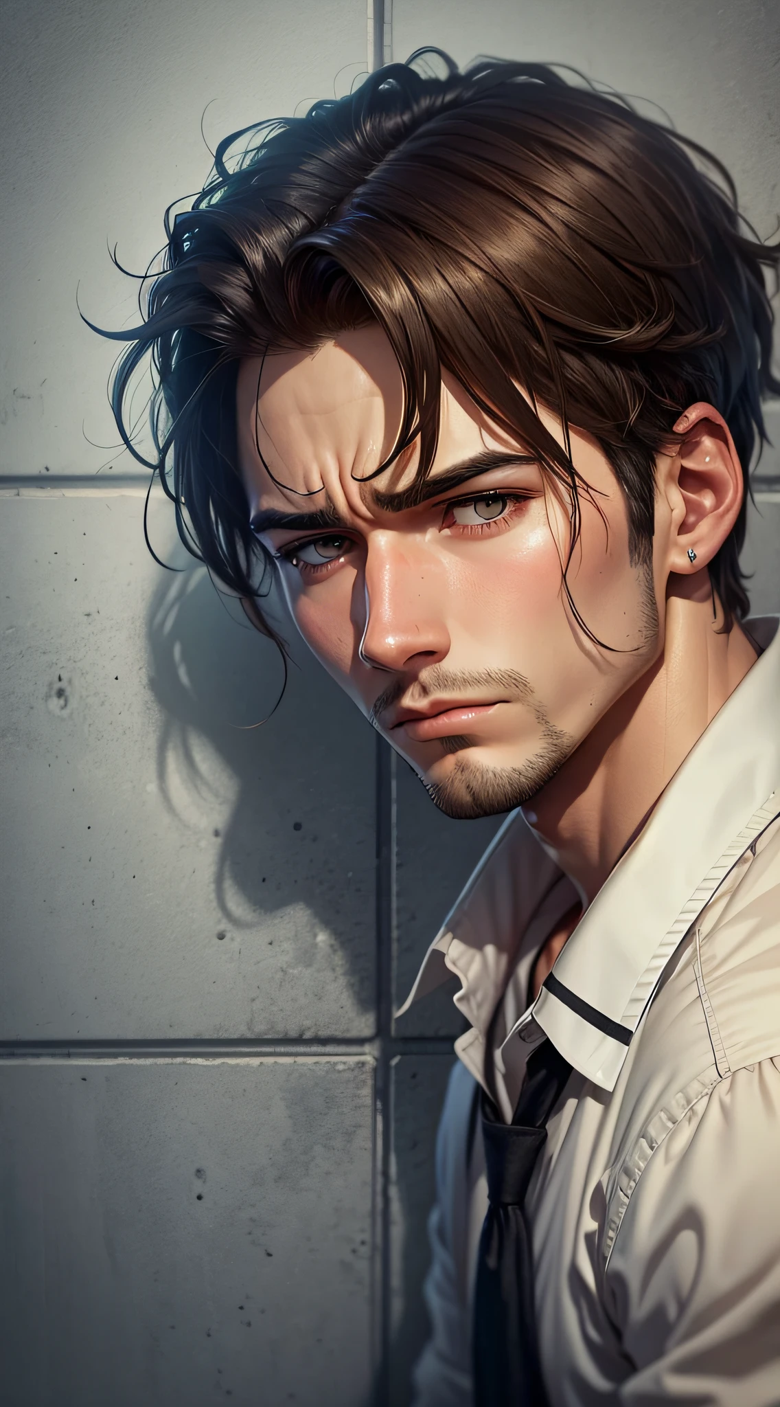 creates a realistic male sad image --auto --s2
