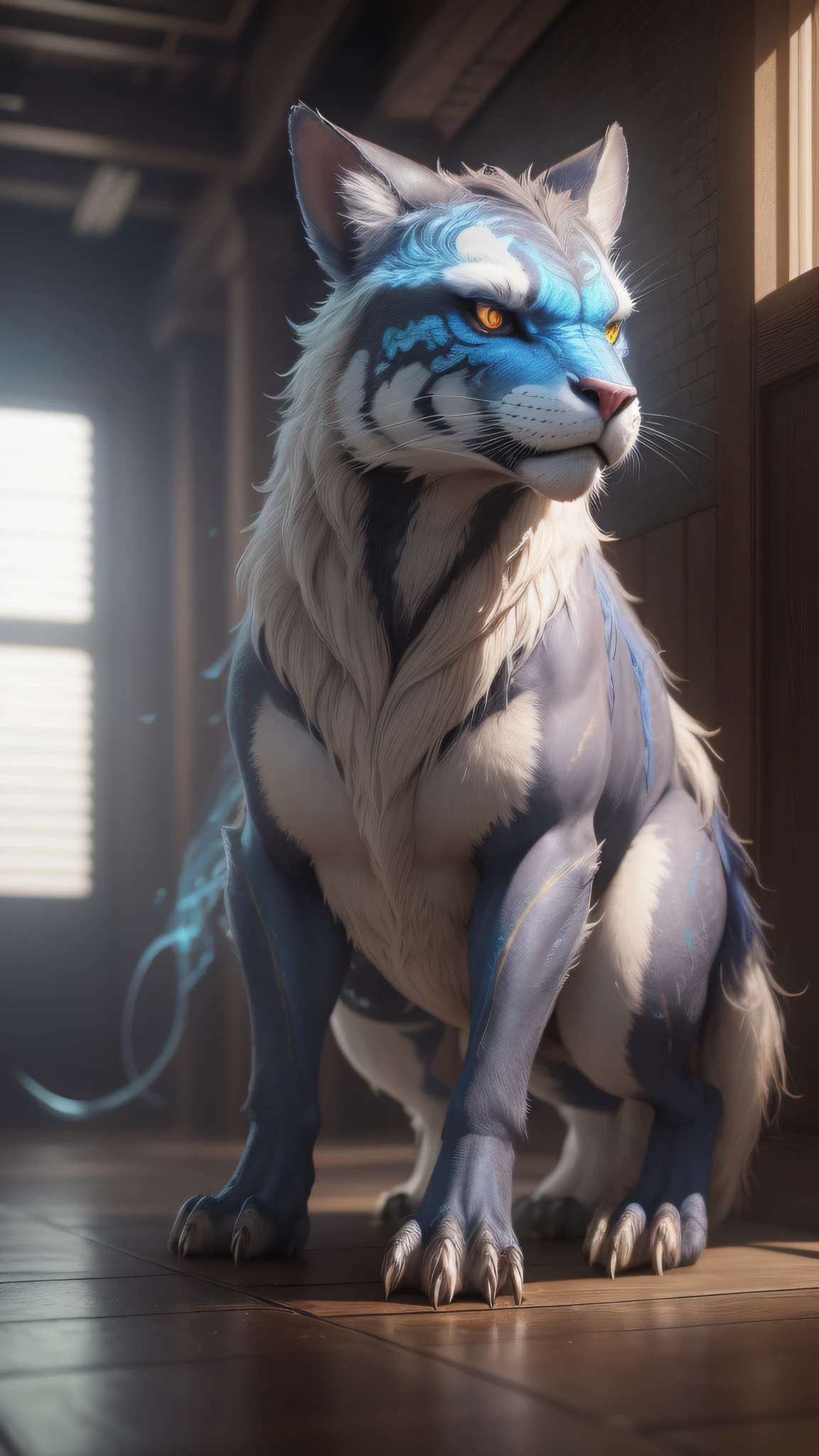 a fantastic creature that mixes the best of human, animal and mythical traits, ultra-realistic, HD, Raw, VFX, Unreal Engine, Ray Tracing, --q 8 --uplight