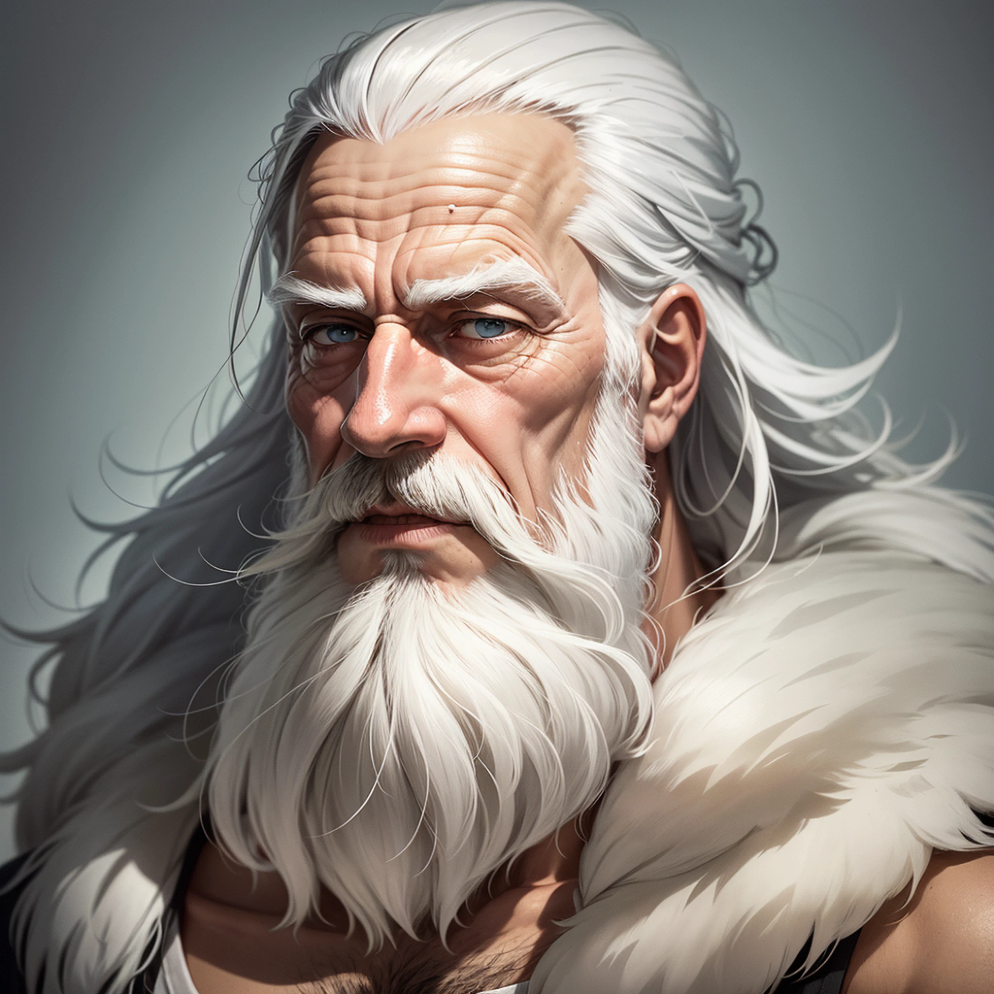 an old man with beards and white hair, with a serene face, a deep look --auto --s2