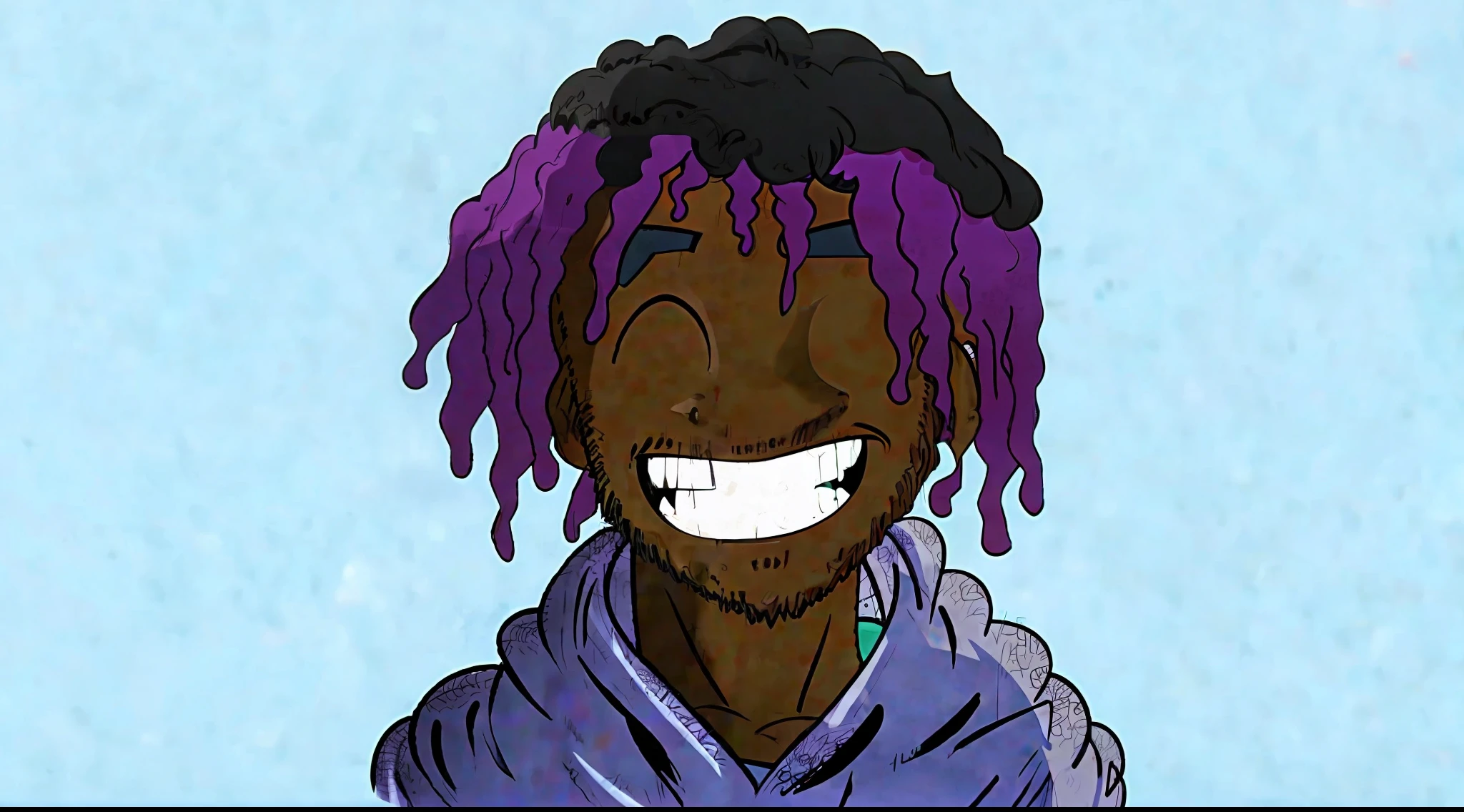 Cartoon of a man with green dreads and a purple shirt, Lil Uzi vert, Playboi Carti Portrait, Playboi Carti, [ Digital Art ]!!, xxxtentacion, Trippie Redd, Cartoon Art Style, colorful, Thot, digital art. Background with multiple stars and planets, vibrant fan art, dripping, high quality colorful sketch, fine details, highly detailed