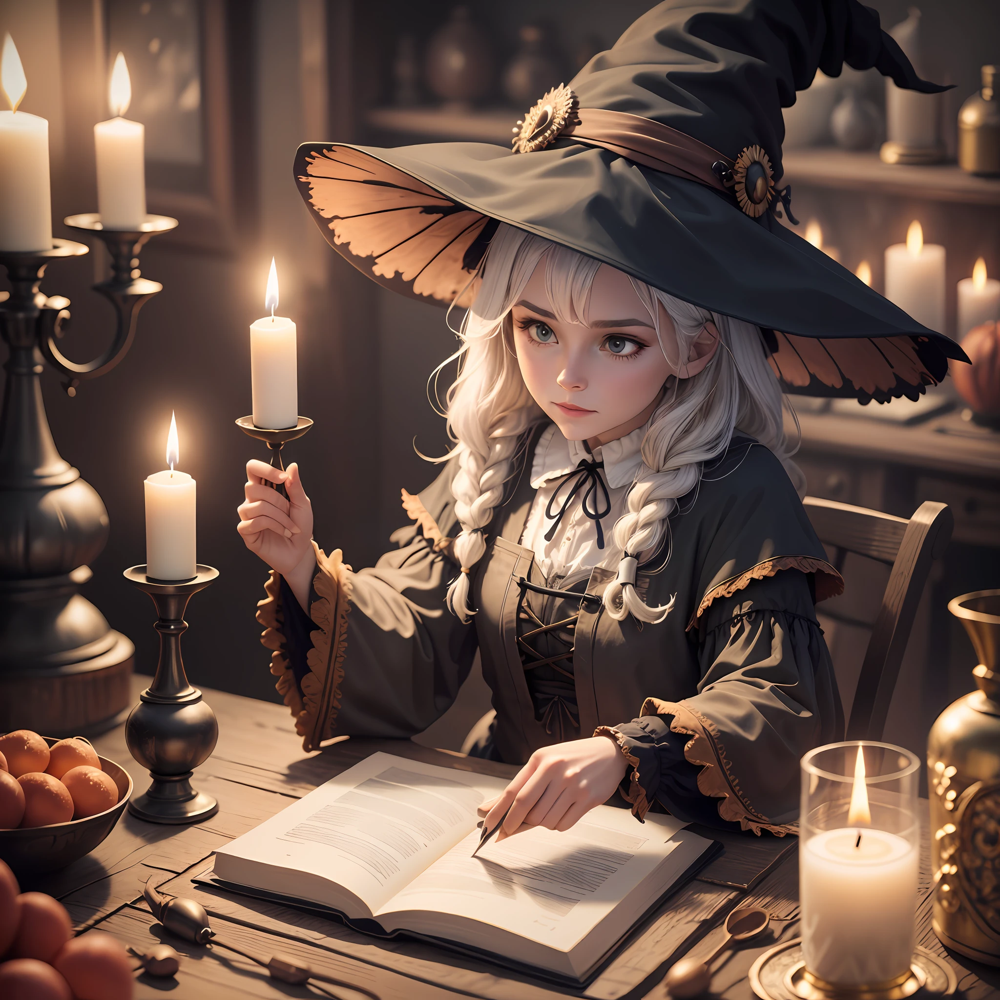 Witch making Magic, candles, magical, 8k,
