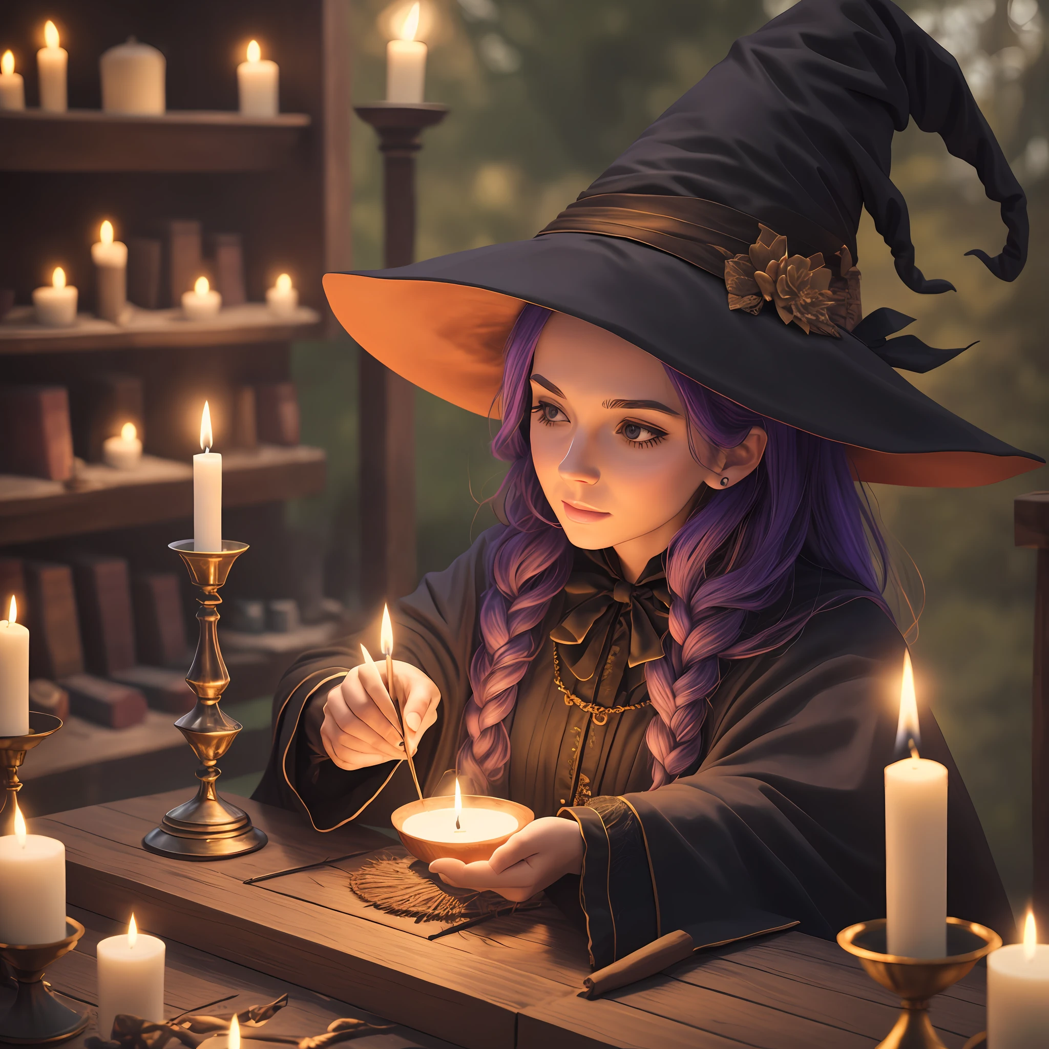 Witch making Magic, candles, magical, 8k,