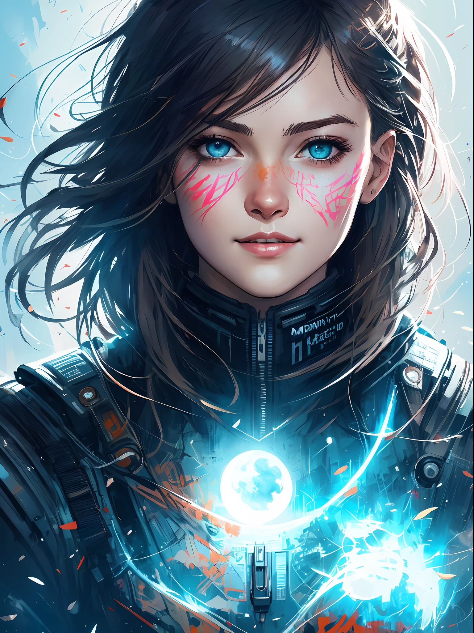 happy girl, centered, looking at the camera, approaching perfection, dynamic, moonlight, highly detailed, digital painting, art station, concept art, smooth, sharp focus, illustration, art by Carne Griffiths and Wadim Kashin, detailed face, 4k