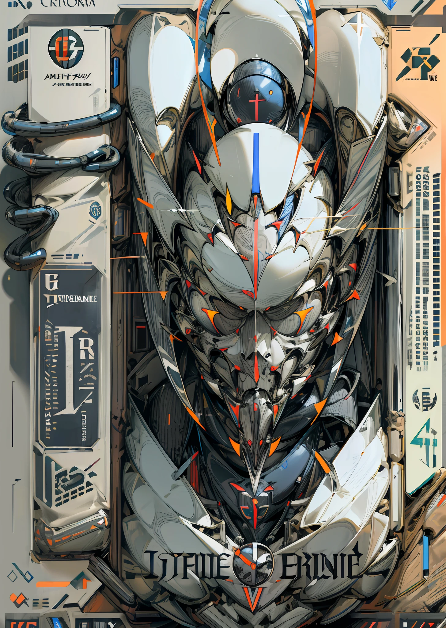 poster, (((Wick, text, chrome, logos, logos, logos in chrome)))