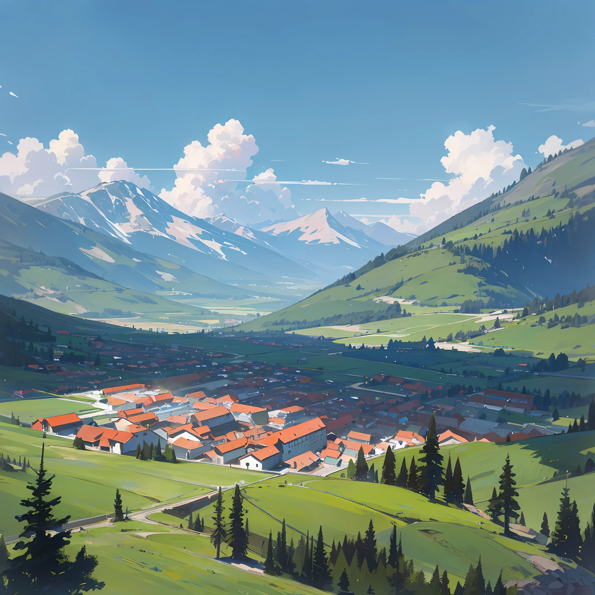 (realistic description of a transmontana landscape) | (a mountain village in the third plane) --auto --s2