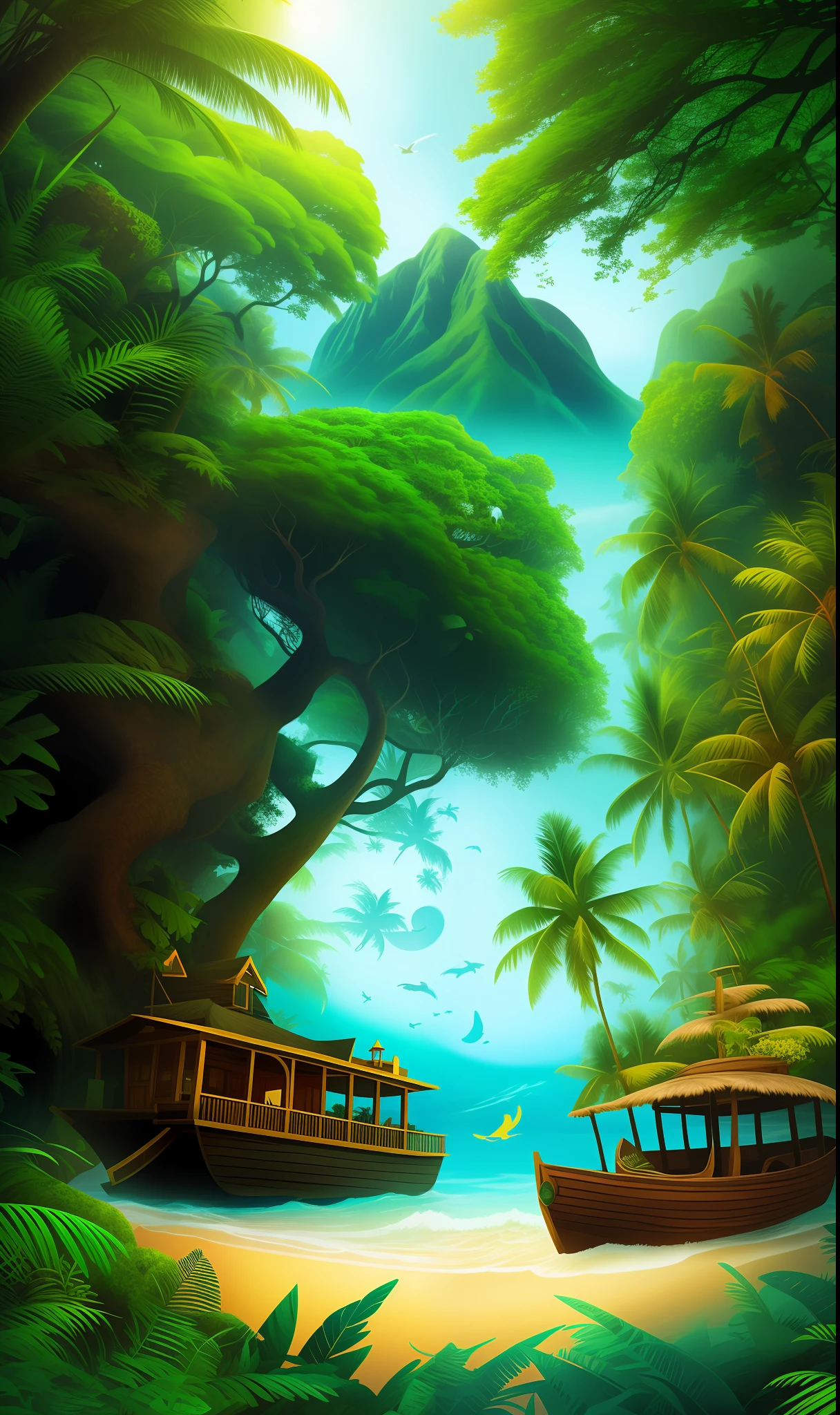 Create image based on the book The Lost Island