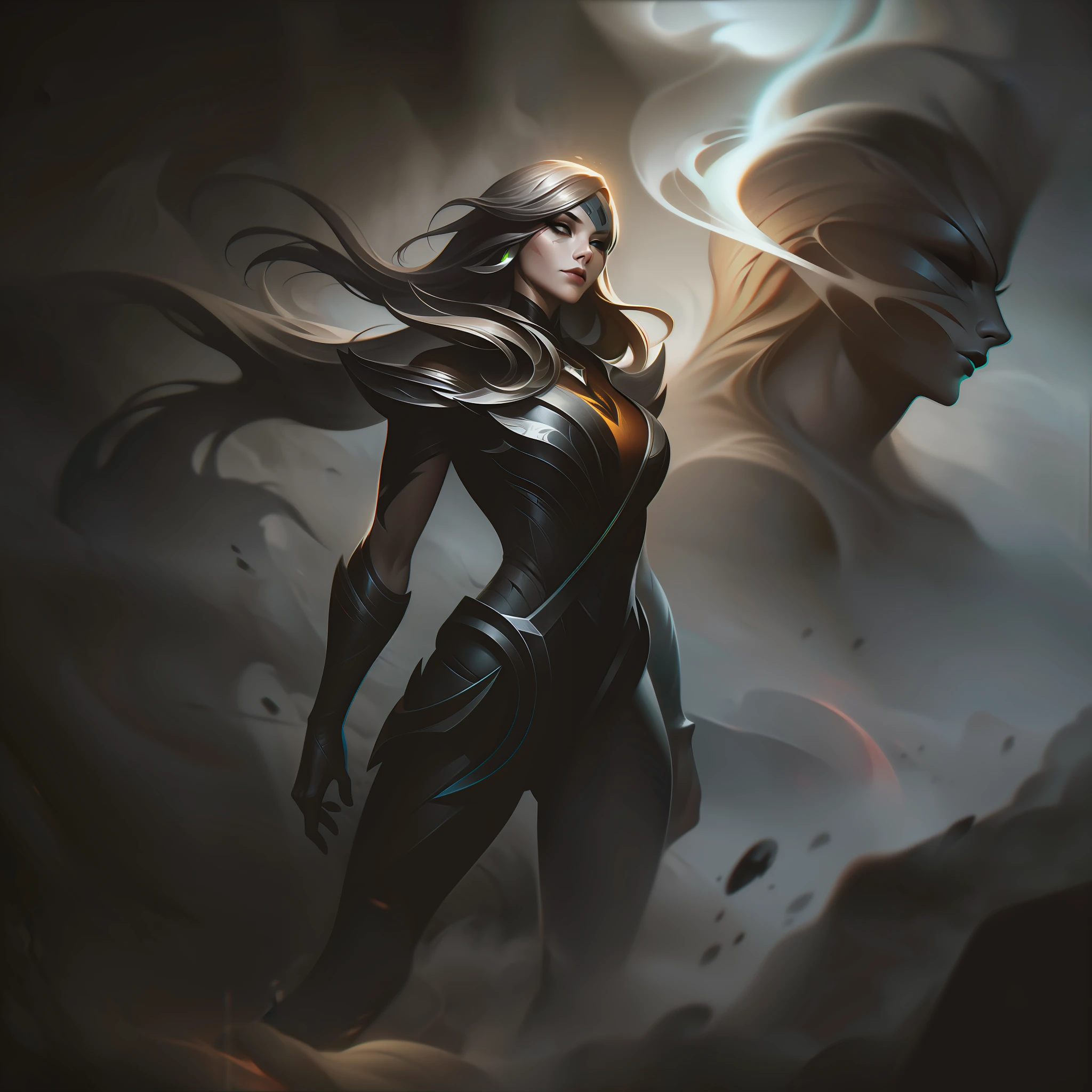 woman + earth + scars + smoke + light splashart, splashart, league of legends splashart, art, brushstroke, masterpiece, 8k, ultra detailed, HD