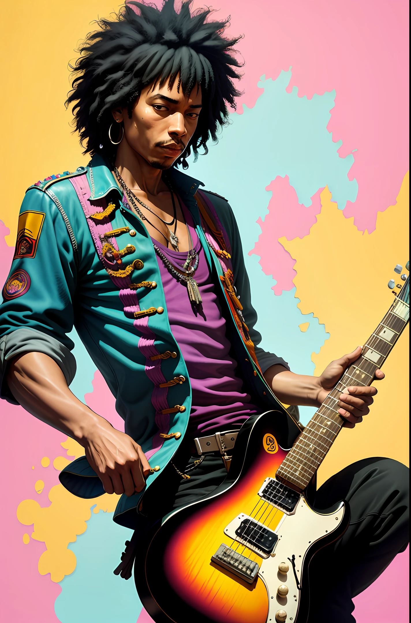 Jimi Hendrix playing guitar, by xyzVMoscoso ,