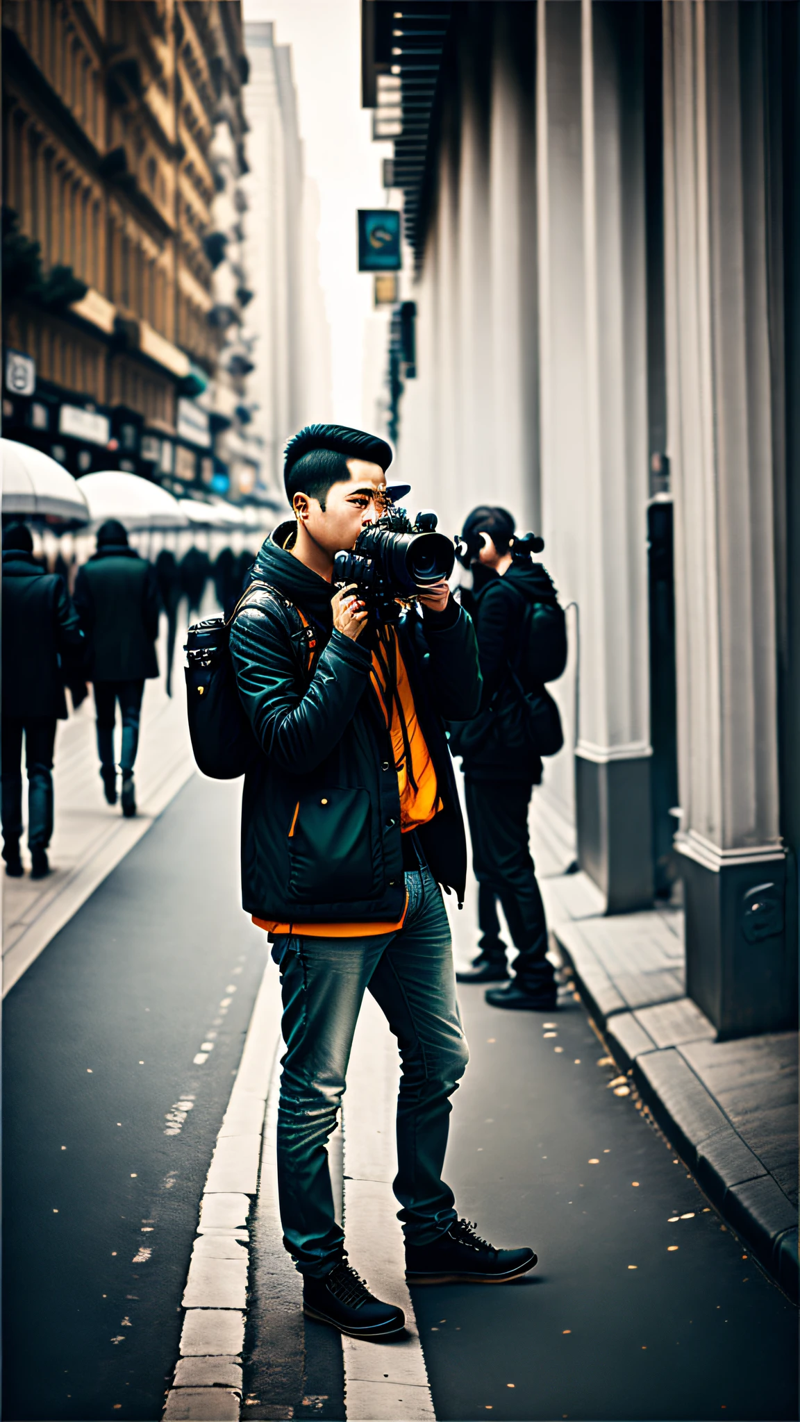 Photographer photographing people on Street Urban Photo