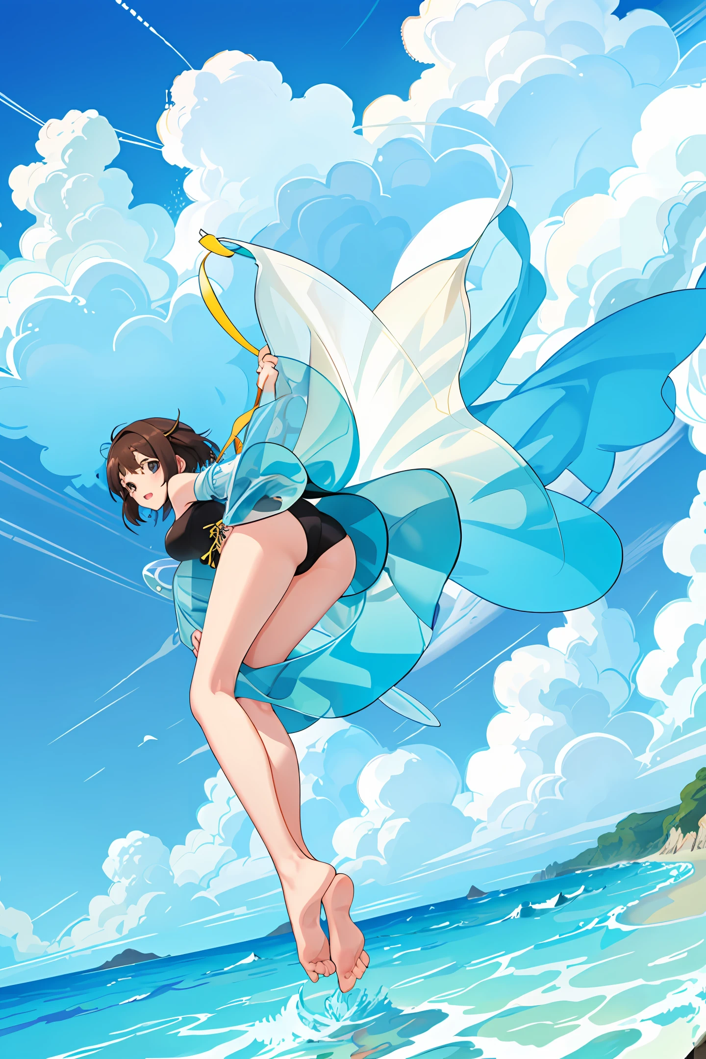 a girl in a swimsuit on the beach bending down with her butt facing the viewer