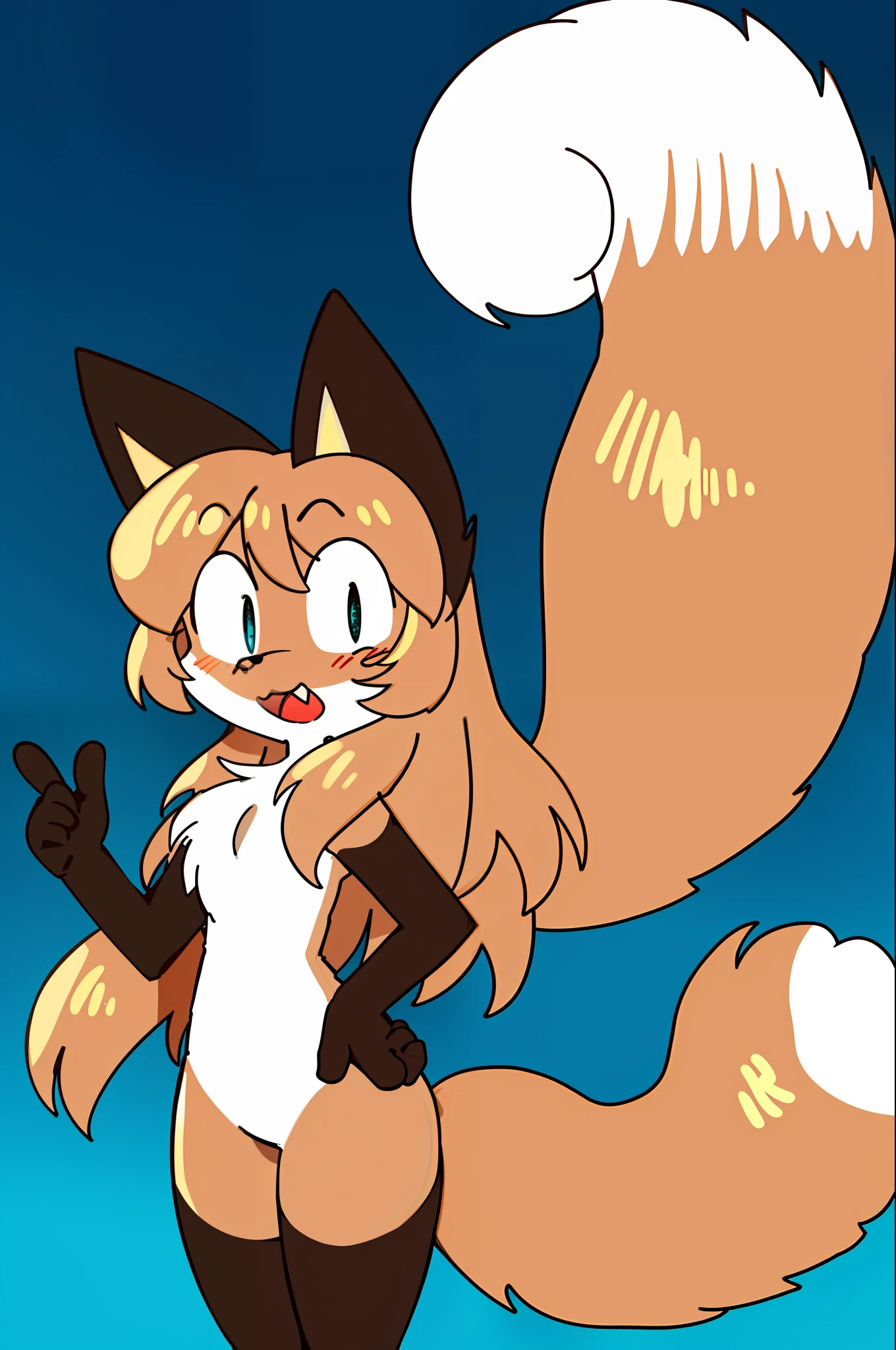 cartoon, averi, bbw fox girl, exclamation mark, blush