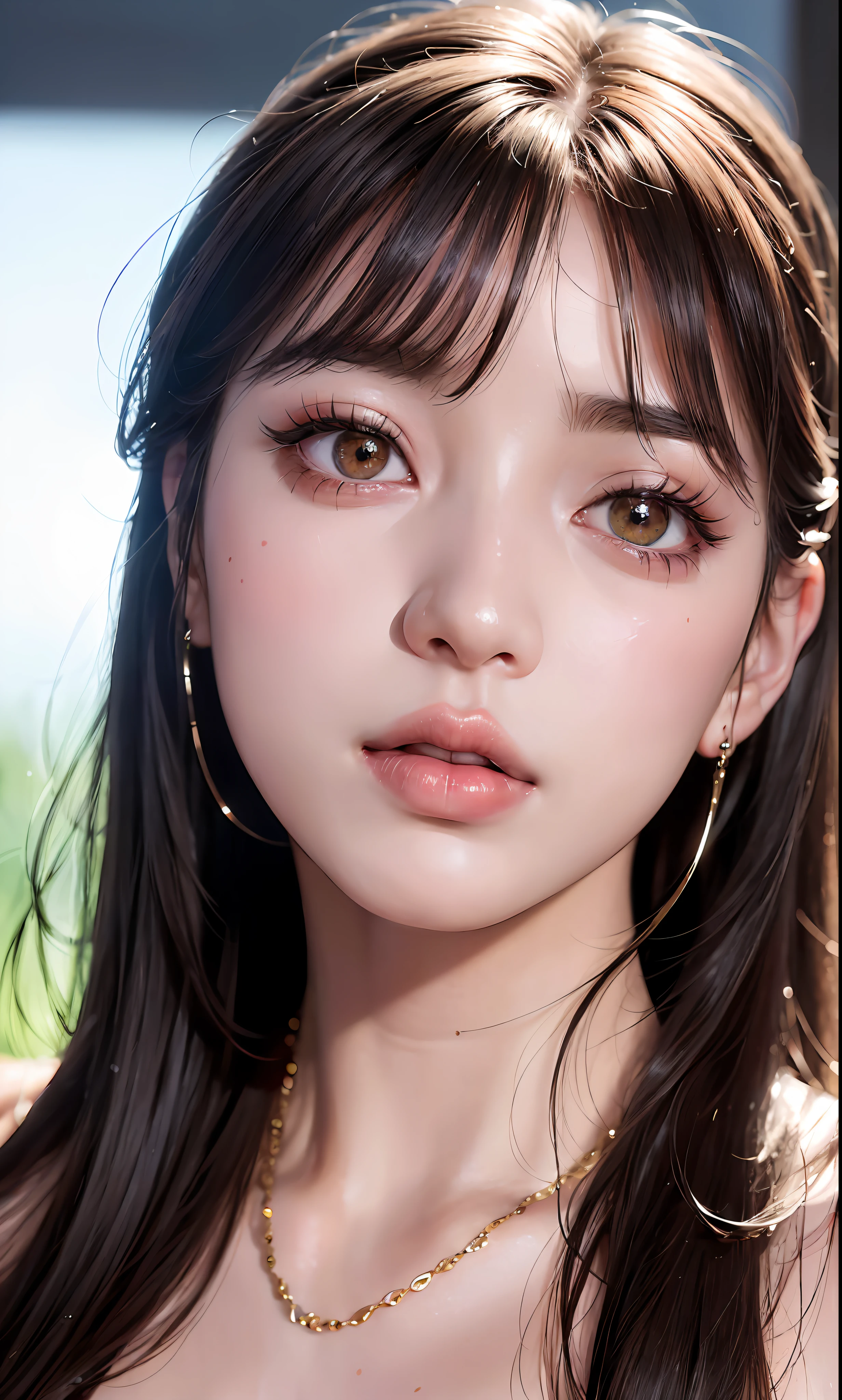 (8k, RAW photo, photorealistic:1.25) ,( lipgloss, eyelashes, gloss-face, glossy skin, best quality, ultra highres, depth of field, chromatic aberration, caustics, Broad lighting, natural shading, Kpop idol) looking at the audience With serenity and goddess-like bliss,