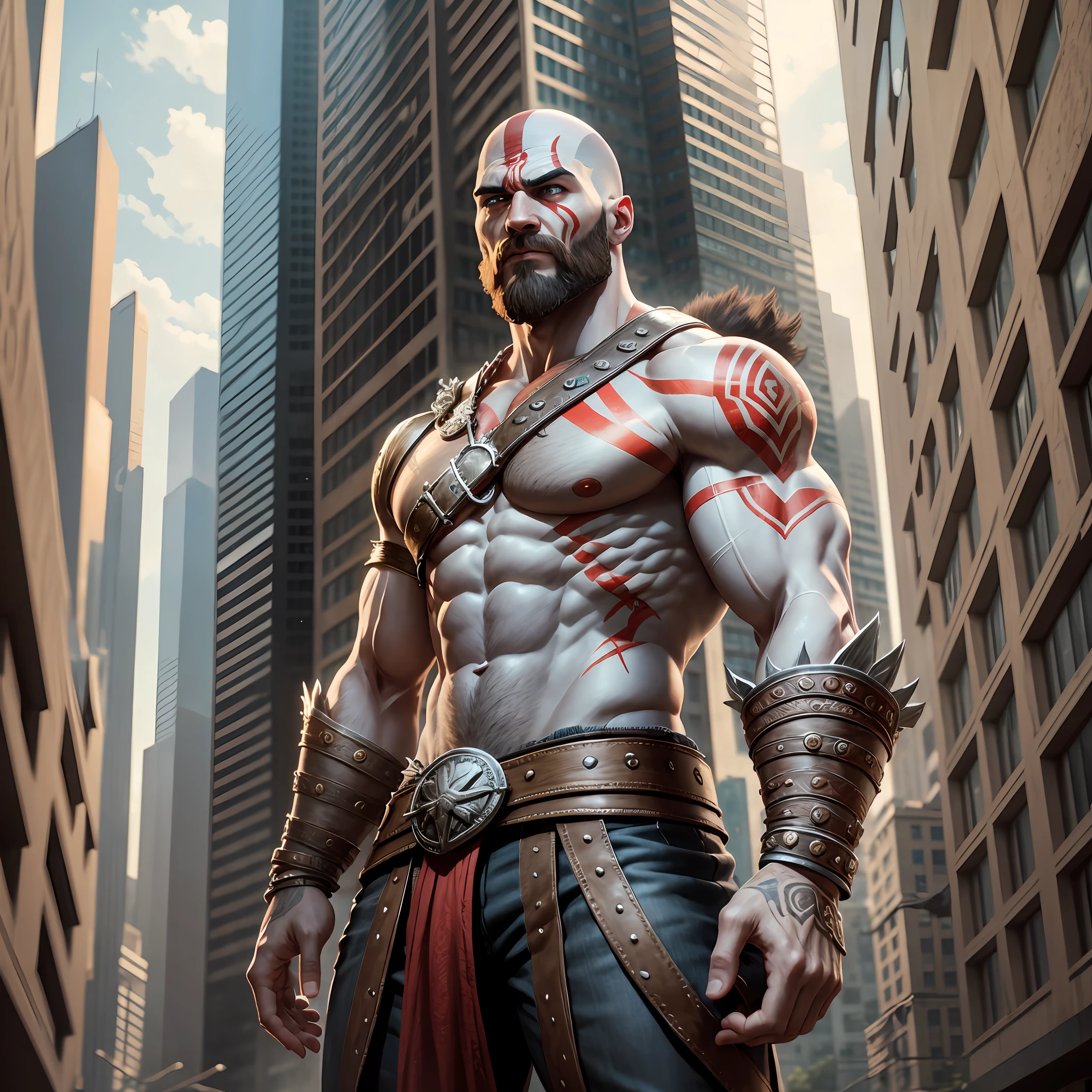 kratos god of war in a city futuristic --auto --s2