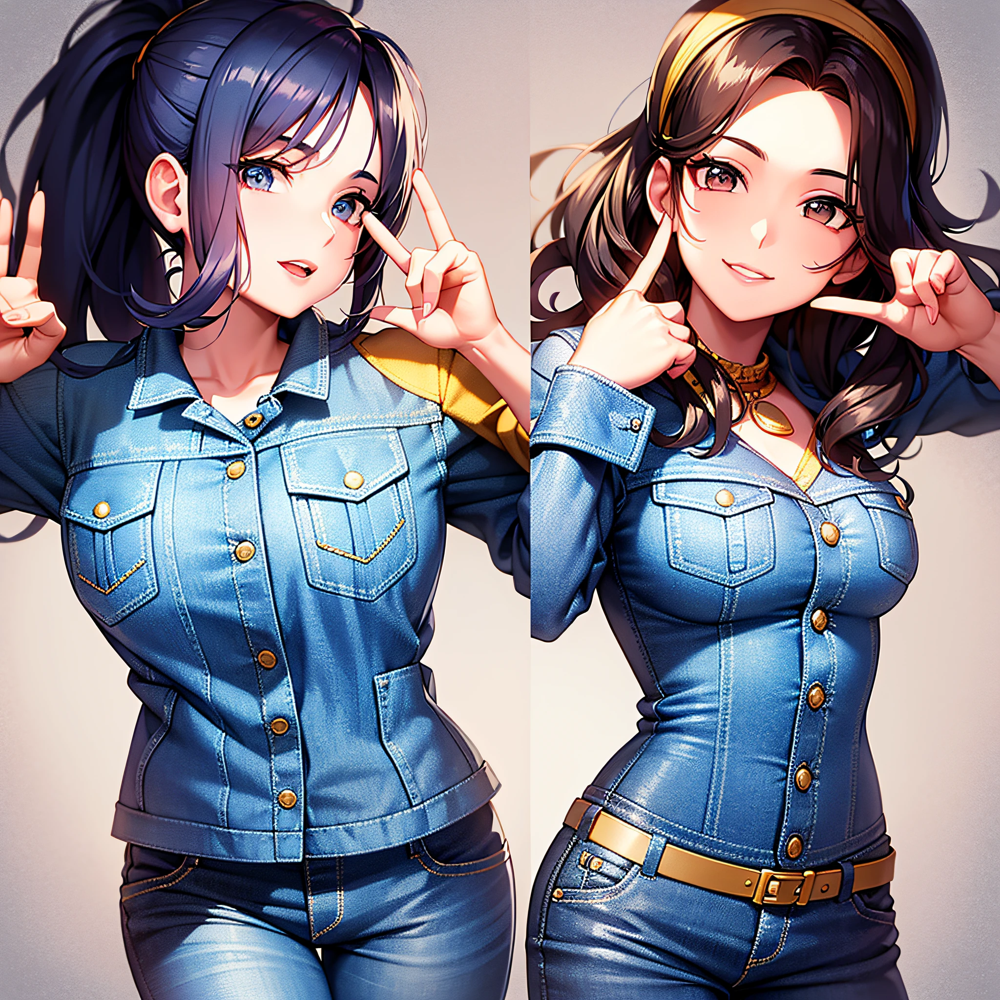 araffe woman in denim jacket and headband making peace sign, sunny leone, profile image, about 3 5 years old, profile pic, 3 2 years old, 38 years old, 30 years old woman, 3 0 years old woman, inspired by Gina Pellón, headshot profile picture, casual pose, taken in the early 2020s