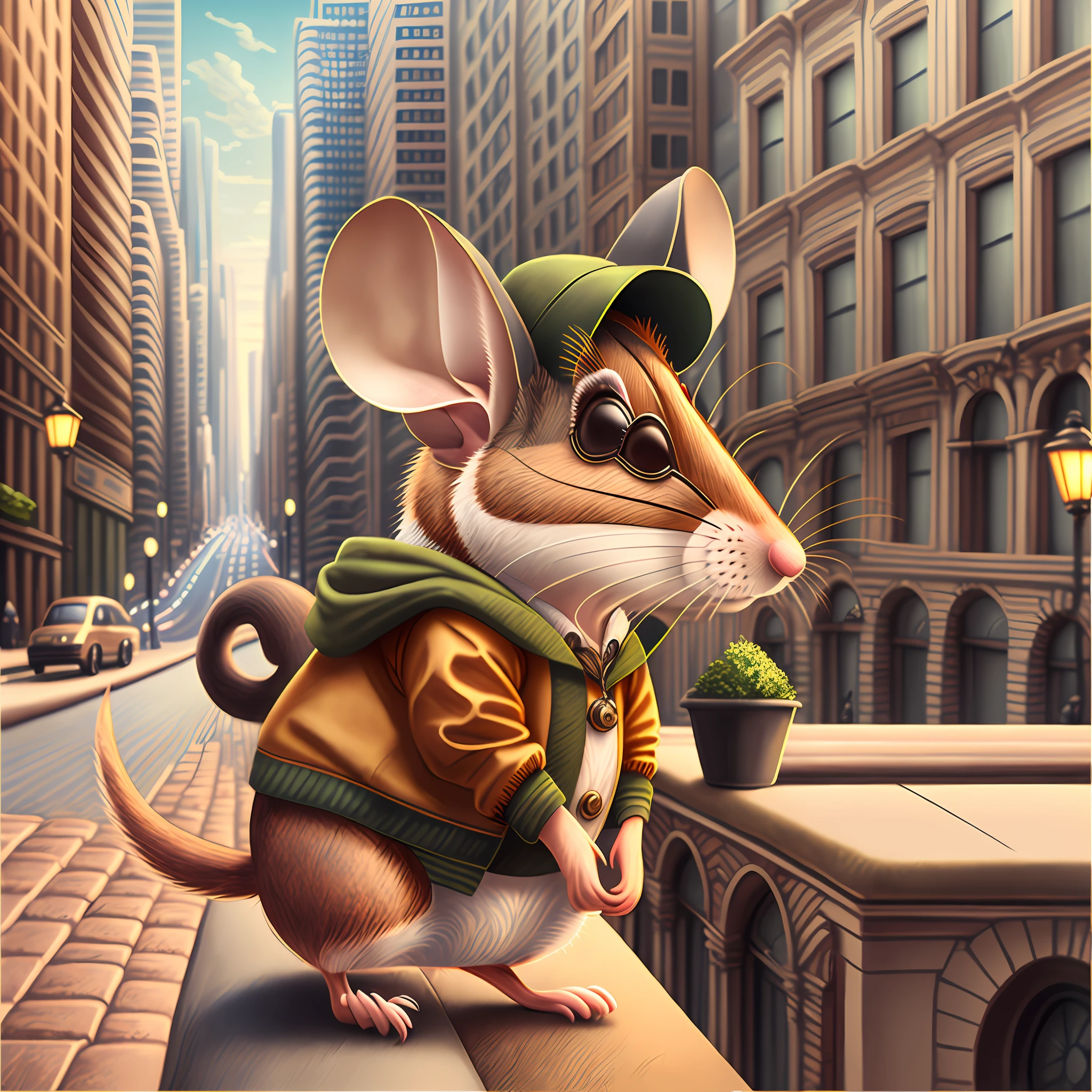 A country mouse in the city, realistic, 8k --auto --s2
