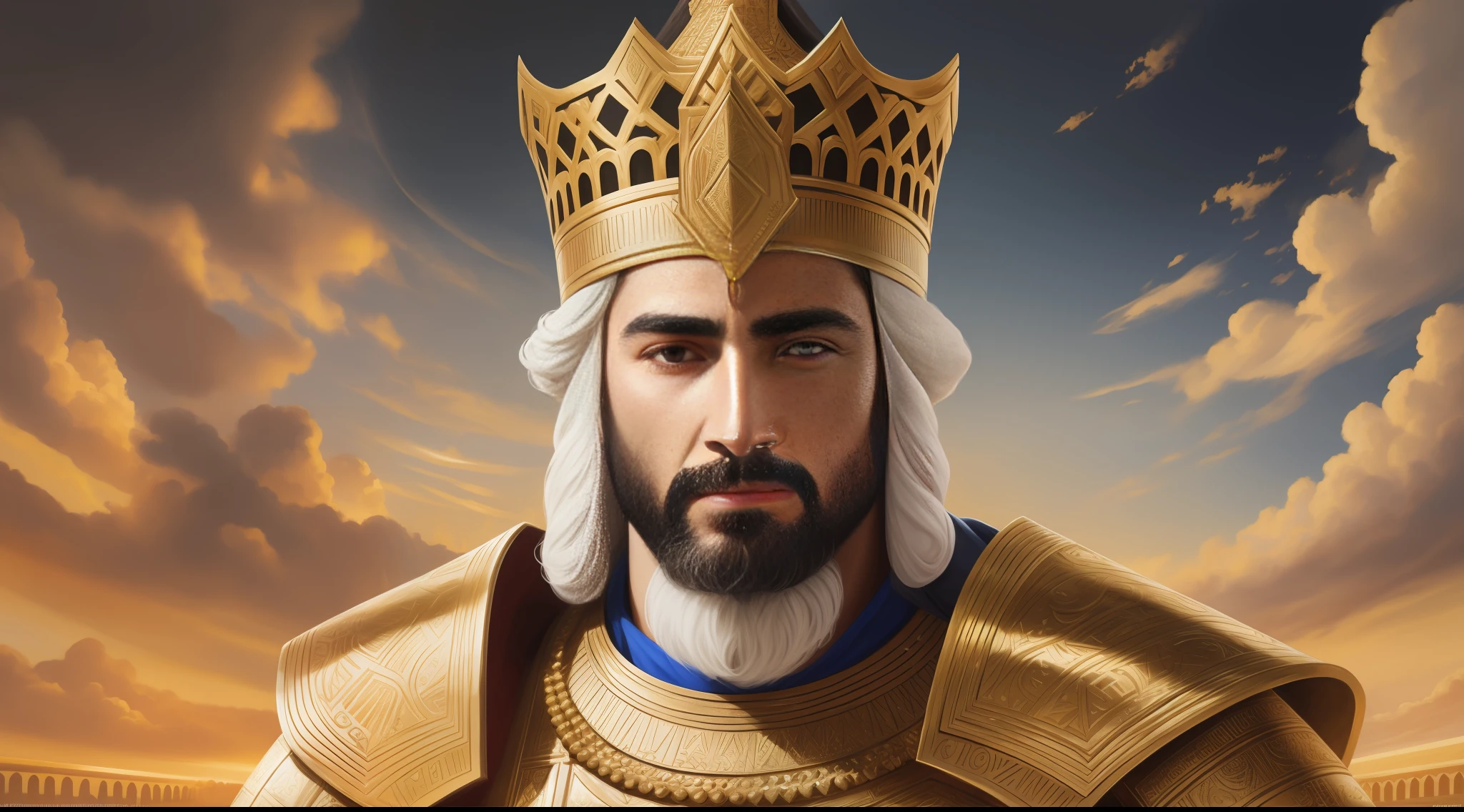 Face of King Sennacherib, olé-painting, realistic