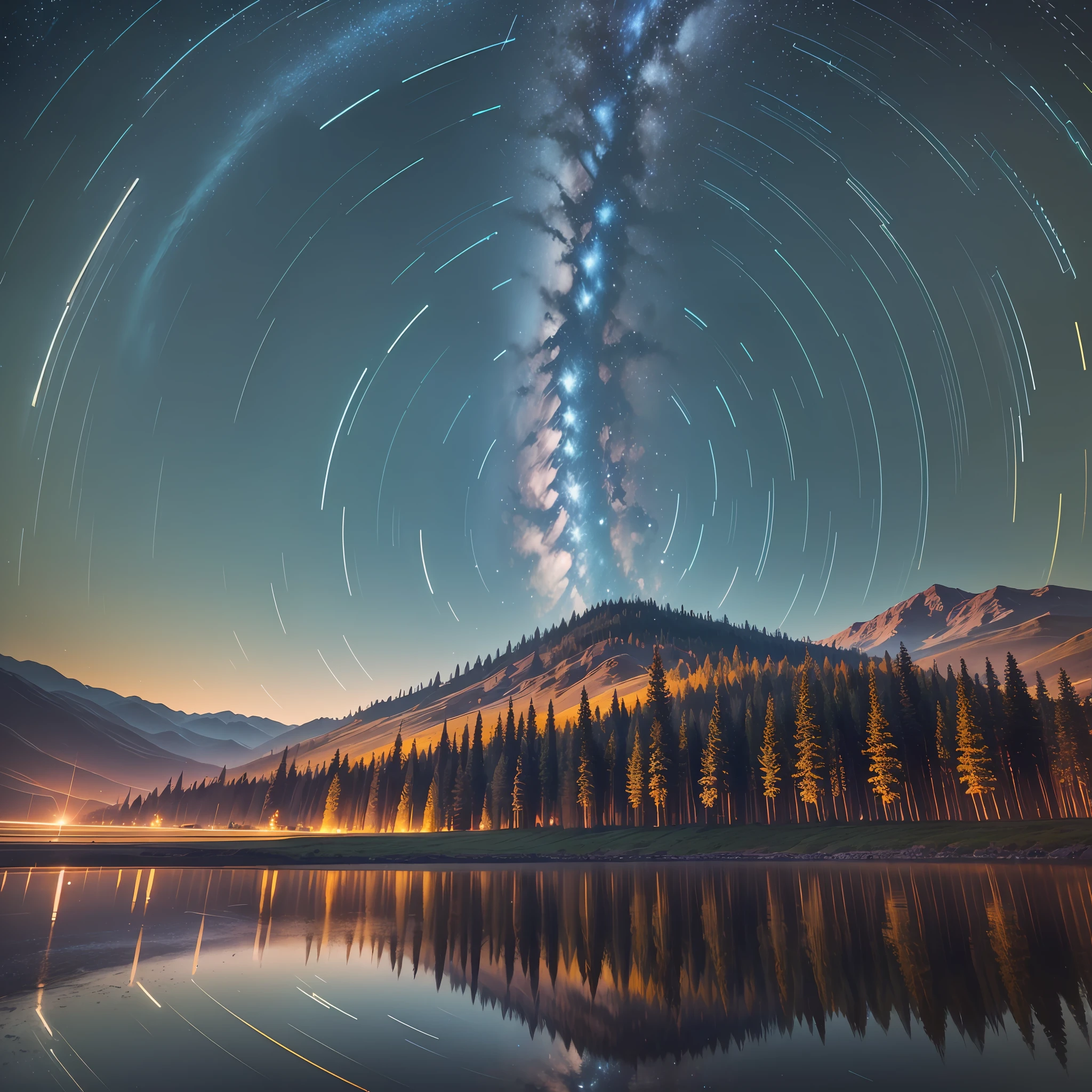 ((Best Quality, 8K, Masterpiece: 1.3)), landscape, nightshoot, star trail, slow speed --auto --s2