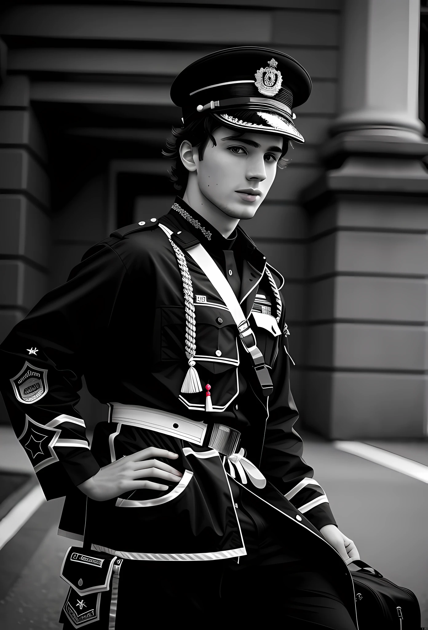 8K, Ultrarealistic, Colorful, Male, 21 years old, german looks like. dark brown hair, colorful