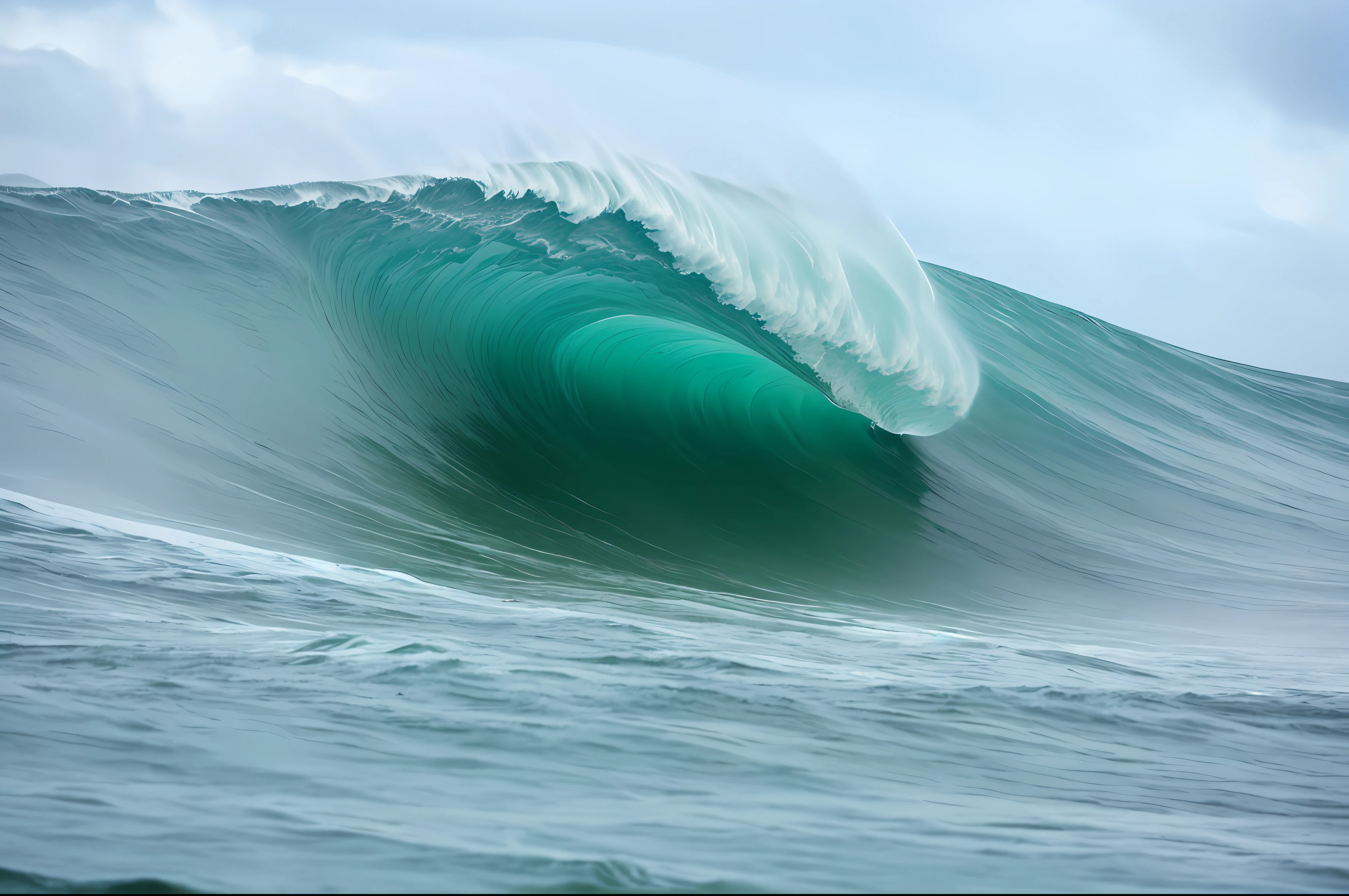 surfer surfing a big wave in the ocean on a cloudy day, within the curve of a wave, tube wave, big waves, stunning waves, big wave and foam, wave break,, imposing waves, big wave, very huge waves, immaculate undulating ocean waves, beautiful waves in the sea, ocean wave, giant waves