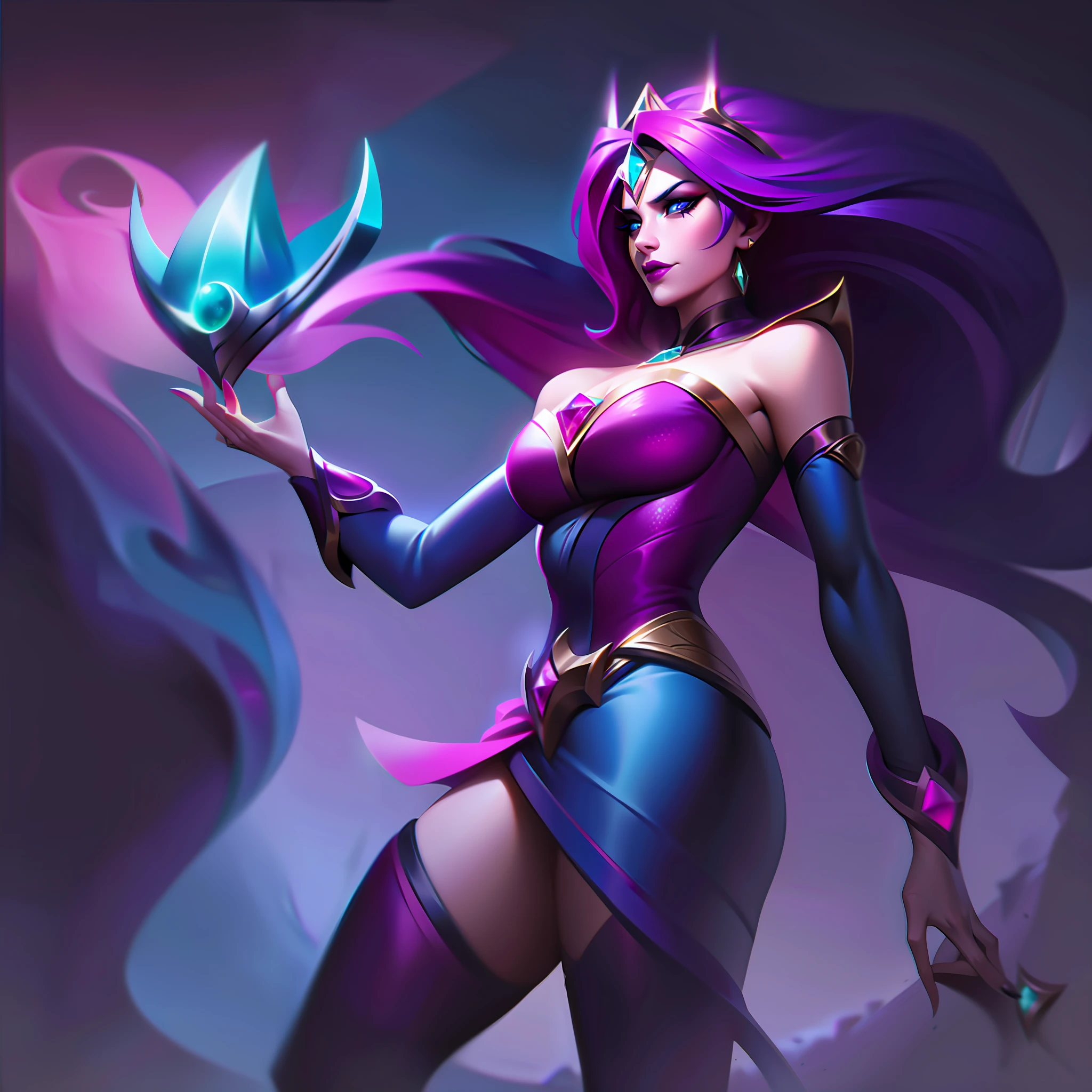 mulher + princess + purple blood + colorful + timid + femme fatale splashart, splashart, splashart de League of Legends, arte, pincelada, obra-prima, 8k, ultra detalhado, HD