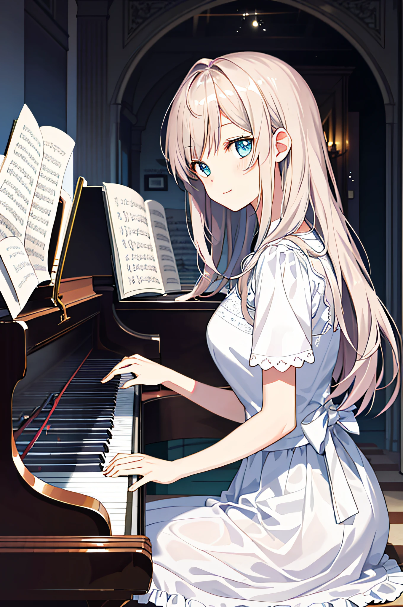 Cute beauty playing the piano