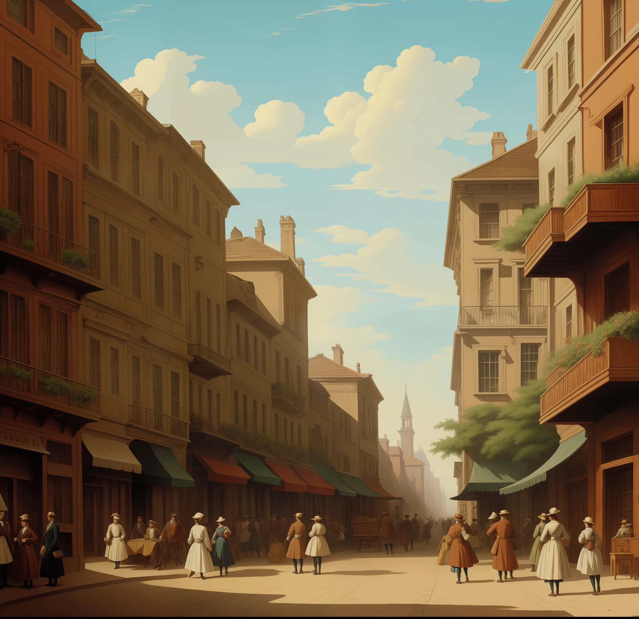 The image can present a landscape that depicts an urban environment of the time in which the story takes place. It can be a busy street, with people dressed in a characteristic way of the late nineteenth century, or an elegant living room with furniture and decorations of the time. The image may contain minute details that highlight the author's literary style, such as descriptions of the characters' environments, furniture, clothing, and facial expressions.