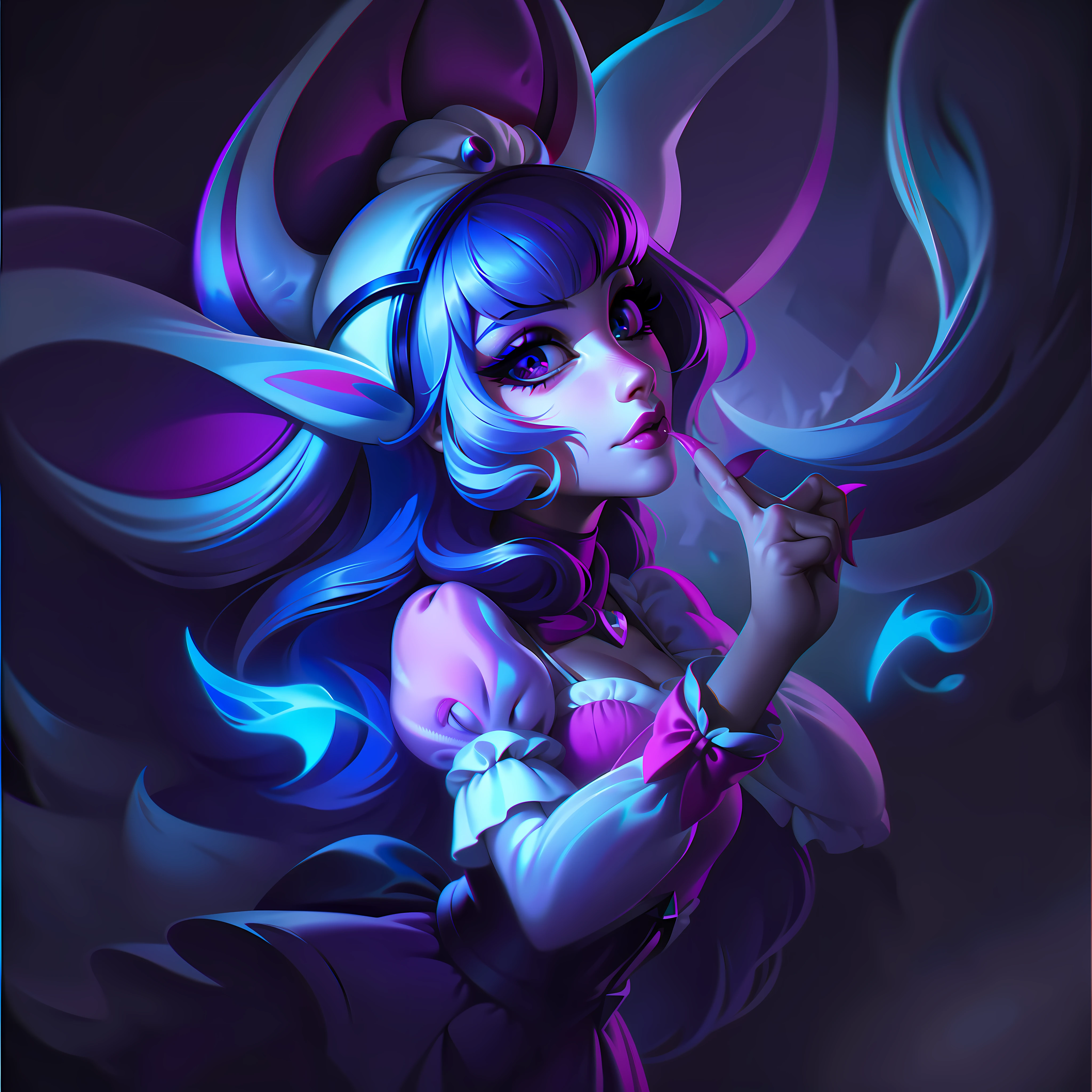 melanie martinez + femme fatale splashart, splashart, splashart de League of Legends, arte, pincelada, obra-prima, 8k, ultra detalhado, HD