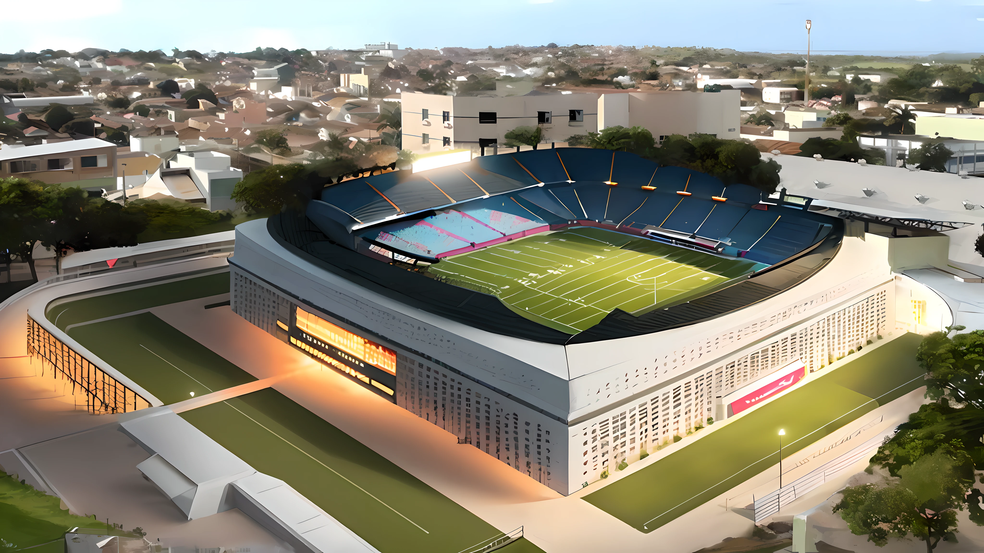 Stadium football,8k, high definition, hyper-realistic, + cinematic plan + dynamic composition, incredibly detailed, sharpness, details details + night with light + perfectionism + award-winning realism ((ambient lighting))
