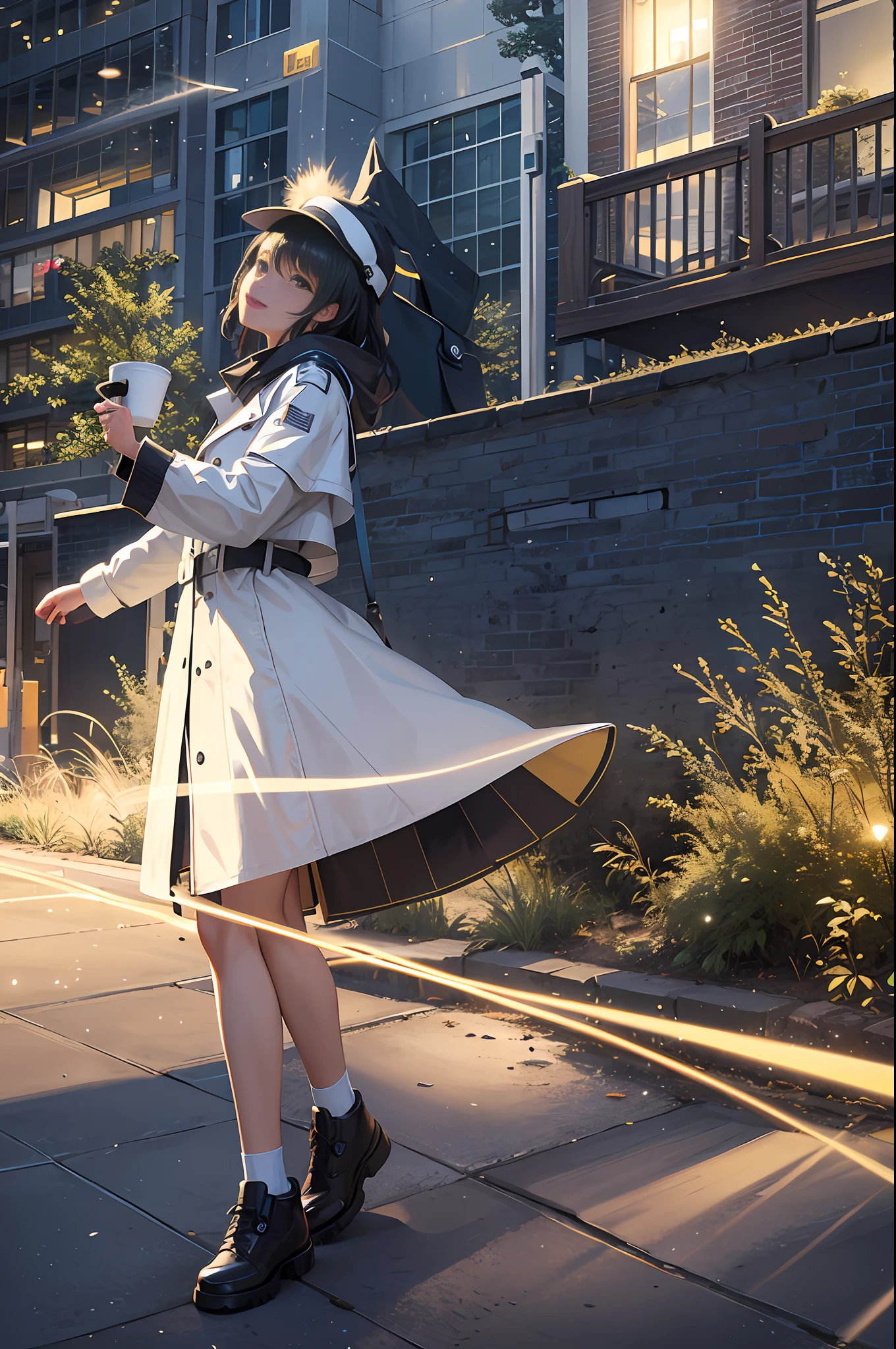 (Masterpiece, Top Quality, Best Quality, Official Art, Beautiful and Aesthetic: 1.2), Neon Lighting, (Brilliant Shine: 1.2), Dynamic Color, Impressive Contrast, Futuristic Atmosphere, Electrical Energy, Reflective Surface, Shopping Street, Firefly Light, Police Car, Possession of Handguns, Wearing a Trench Coat, Adidas Hat, Perspective, Composition, Shooting from Above Angle, Lens Flare, Fog, Fog, Fog, Rain, (Best Quality) ), (Masterpiece)), (High Resolution:1.3), 3D, Beautiful , HDR (High Dynamic Range), Ray Tracing, NVIDIA RTX, Super Resolution, Unreal 5, Subsurface Scattering, PBR Texturing, Post-Processing, Anisotropic Filtering, Depth of Field, Maximum Clarity and Sharpness, Multi-Layer Textures, Albedo and specular maps, Surface shading, Accurate simulation of light material interactions,, Octane rendering, Two-tone lighting, Low ISO, White balance, Rule of thirds, Large aperture, 8K RAW, efficient subpixel, subpixel convolution, luminous particles, smile,