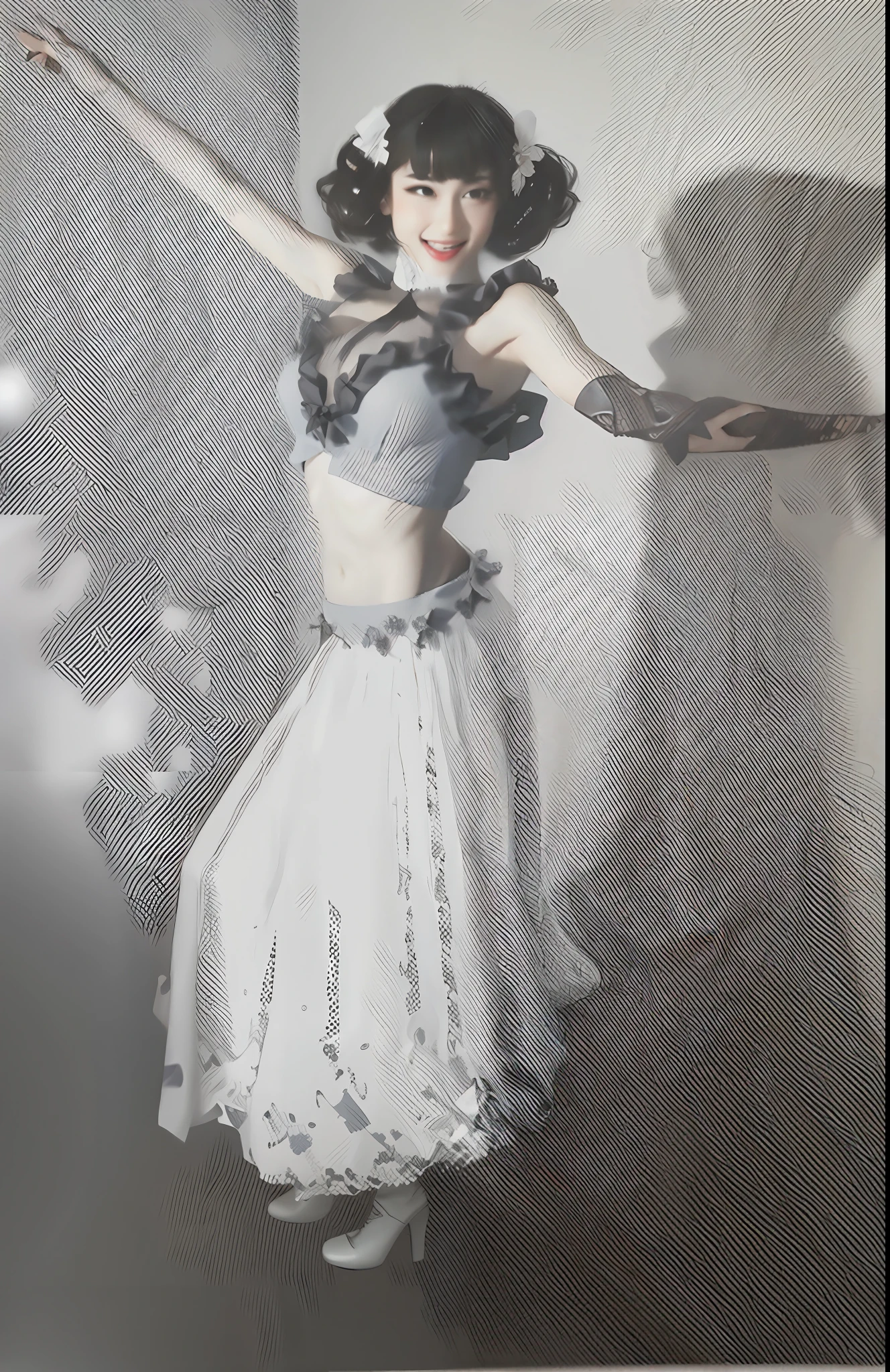 Young man like a woman is cross-dressing and dancing
